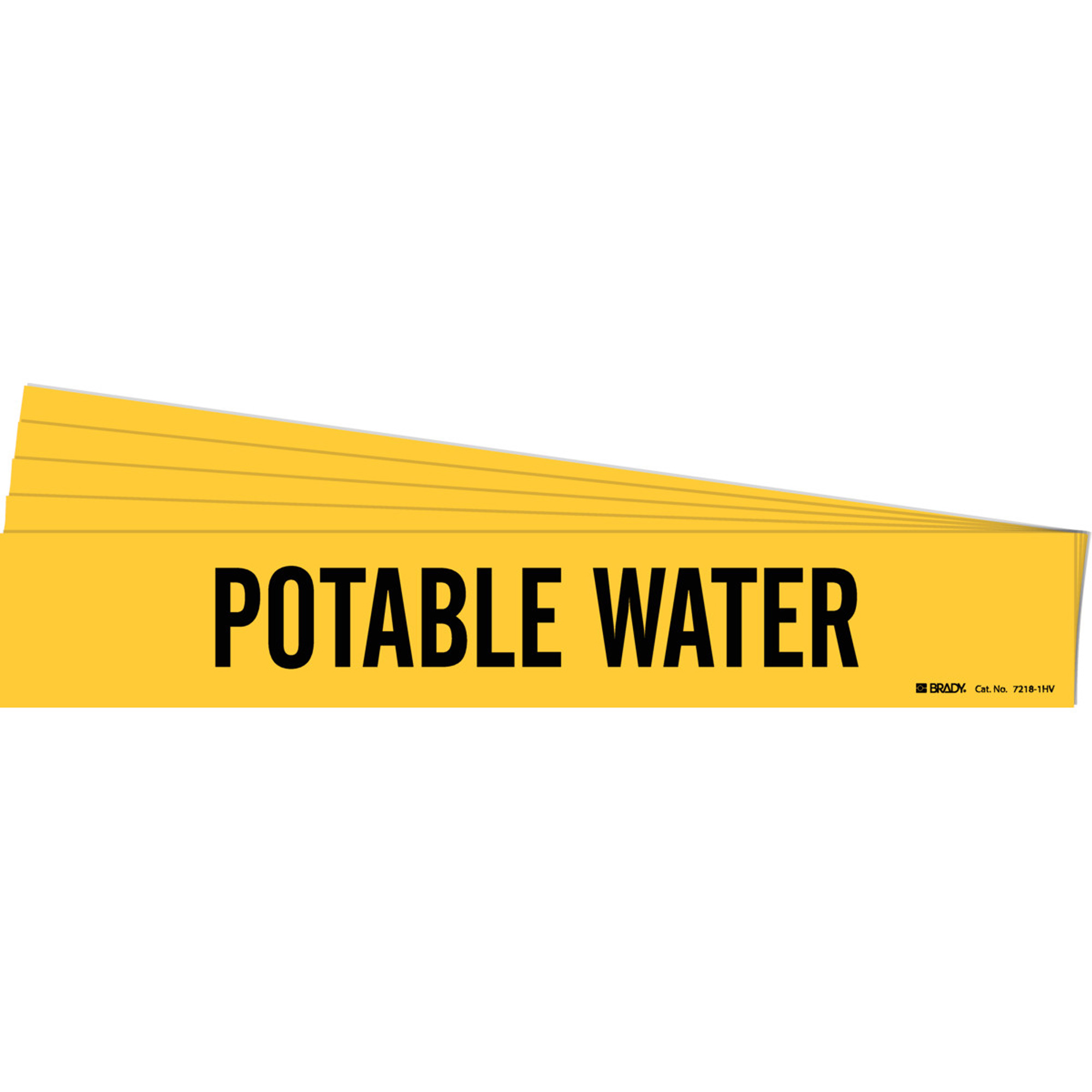 Marqueur de tuyau «Potable Water», Autocollant, 4" h x 24" la, Noir sur jaune