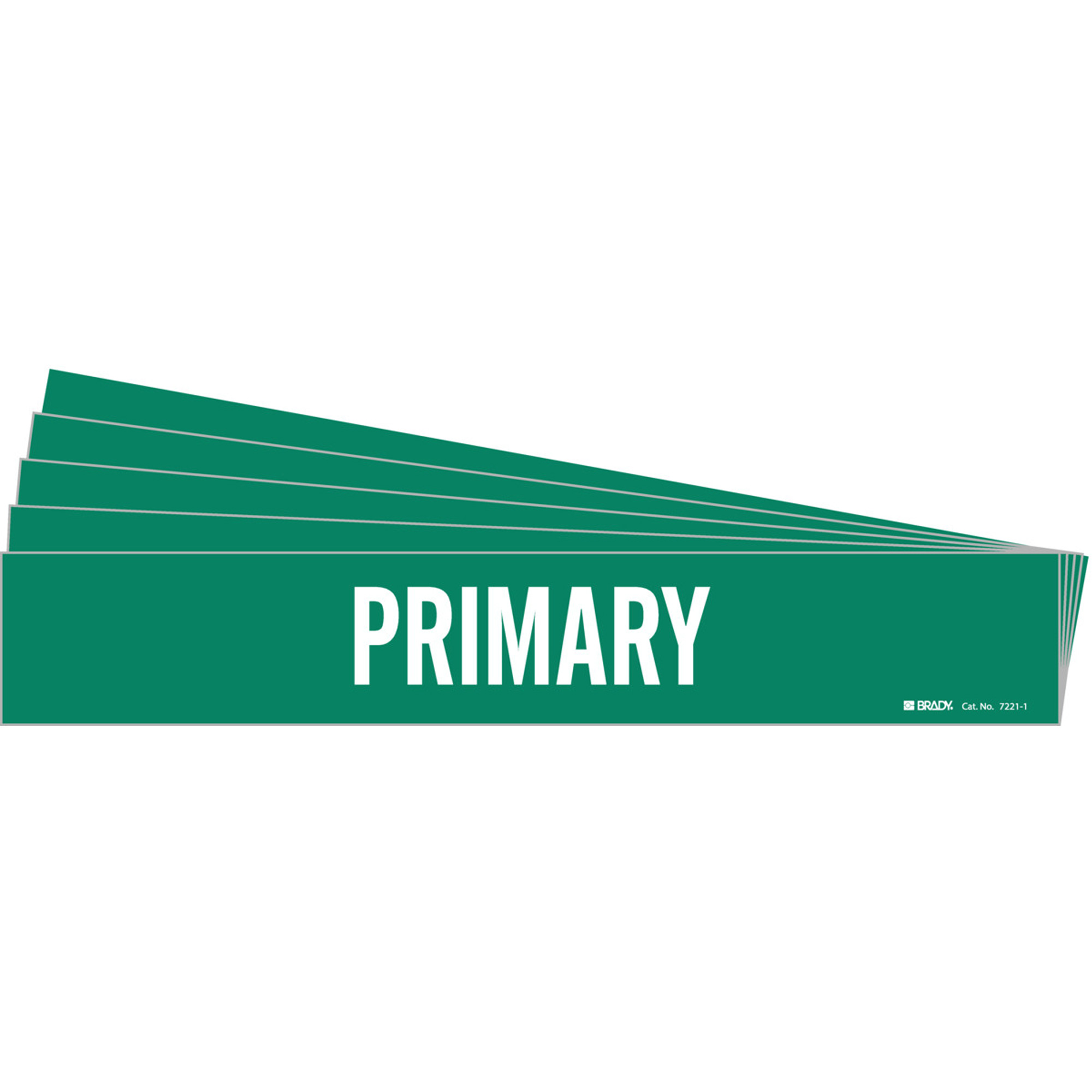 Marqueur de tuyau «Primary», Autocollant, 2-1/4" h x 14" la, Blanc/vert