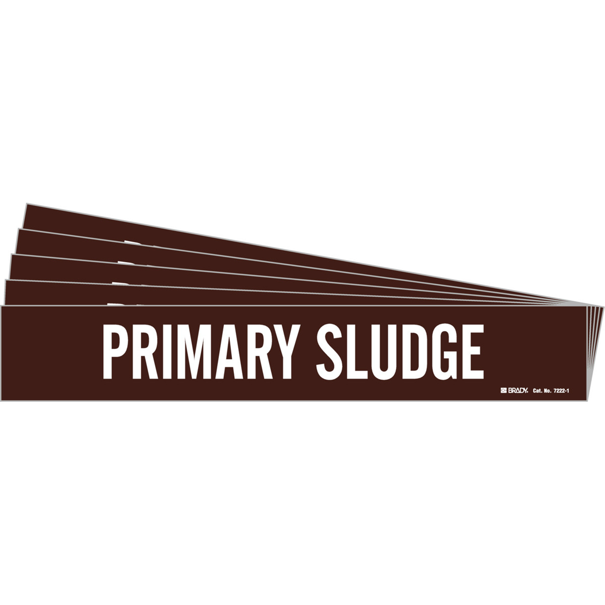 Marqueur de tuyau «Primary Sludge», Autocollant, 2-1/4" h x 14" la, Blanc/brun