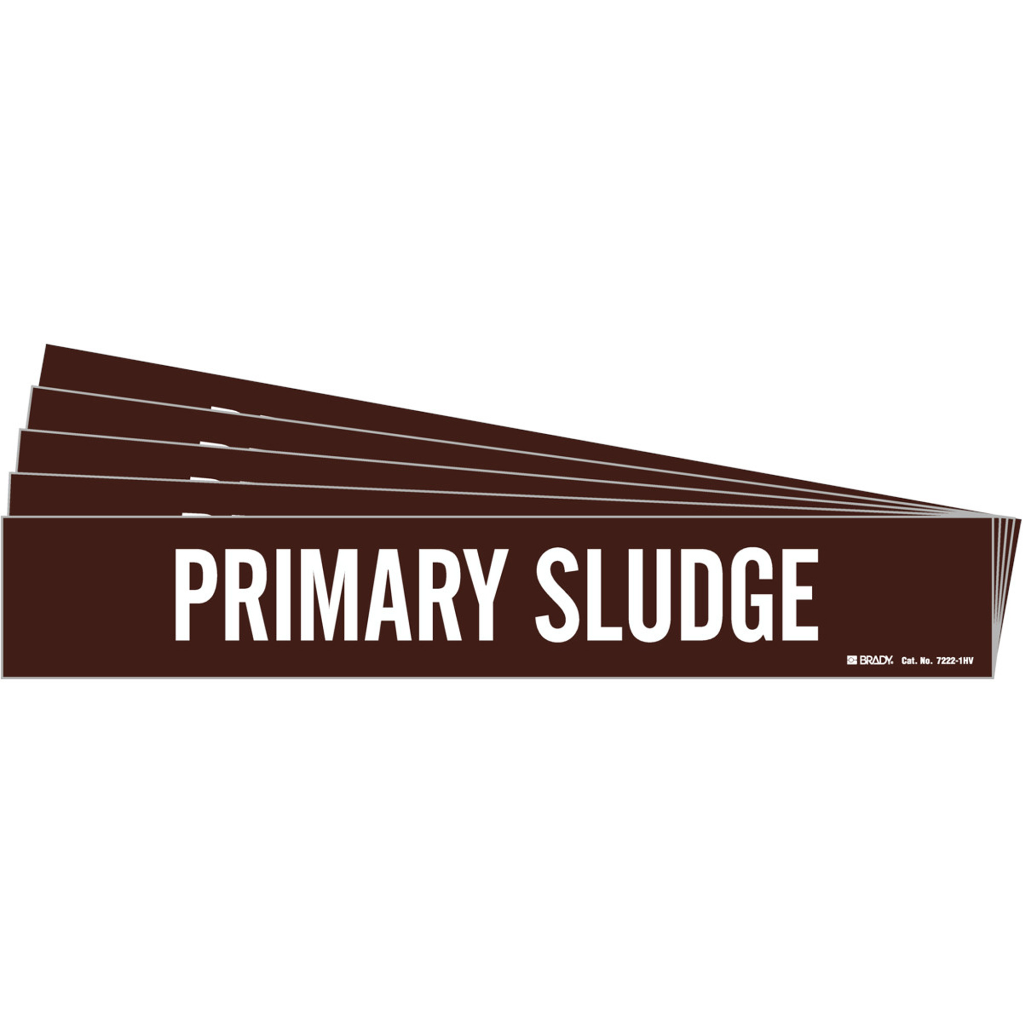 Marqueur de tuyau «Primary Sludge», Autocollant, 4" h x 24" la, Blanc/brun