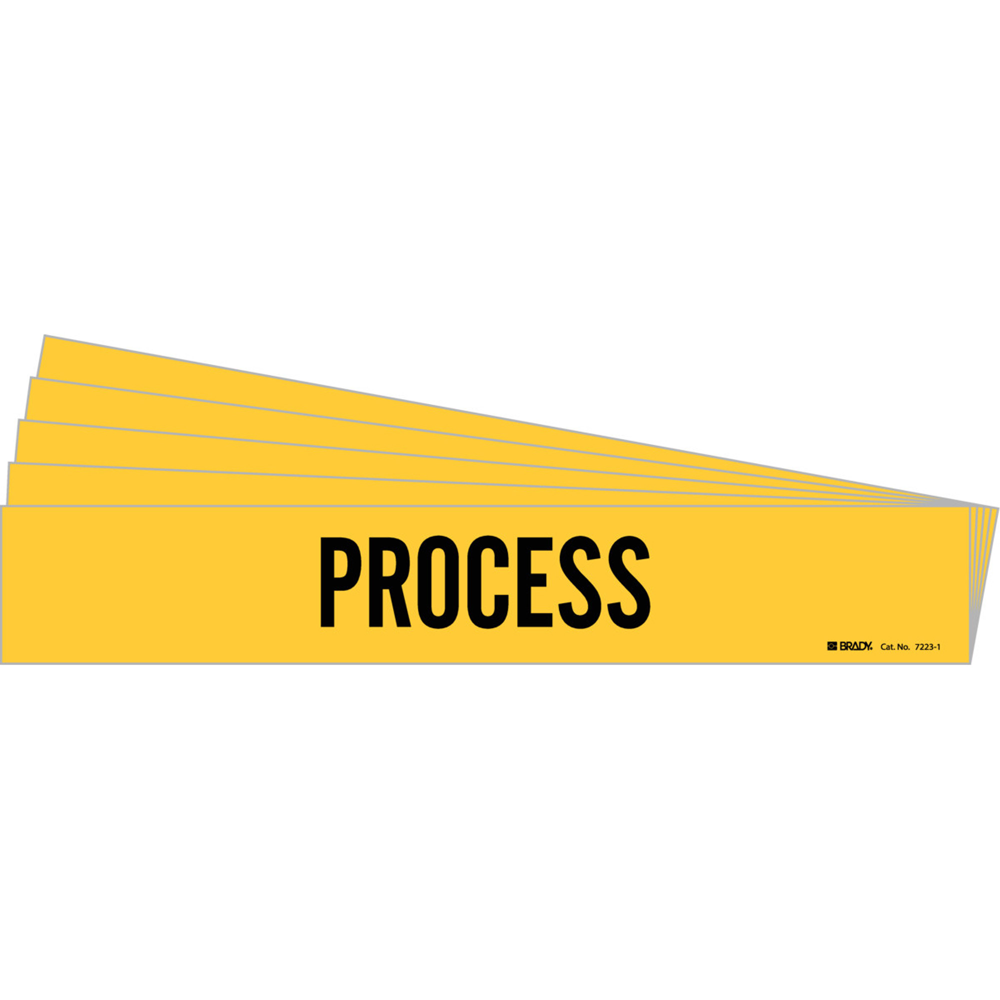 Marqueur de tuyau «Process», Autocollant, 2-1/4" h x 14" la, Noir sur jaune