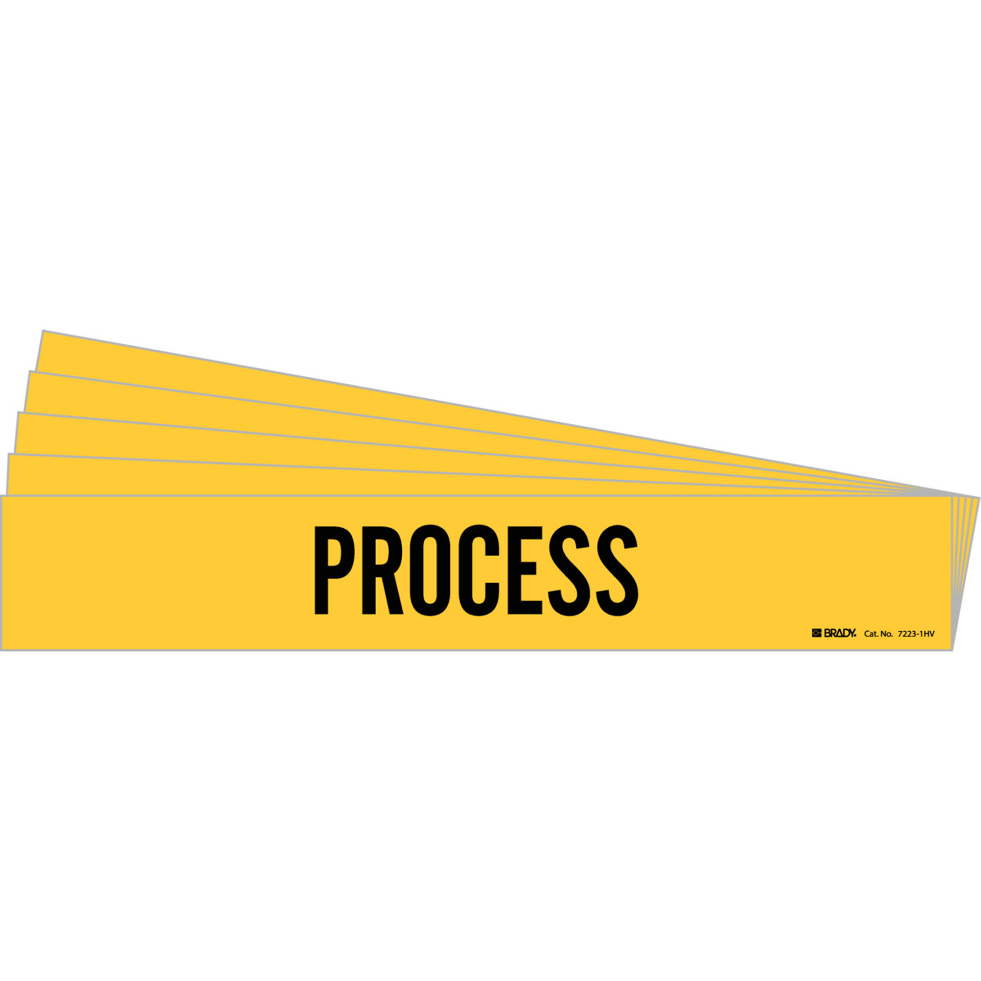 Marqueur de tuyau «Process», Autocollant, 4" h x 24" la, Noir sur jaune