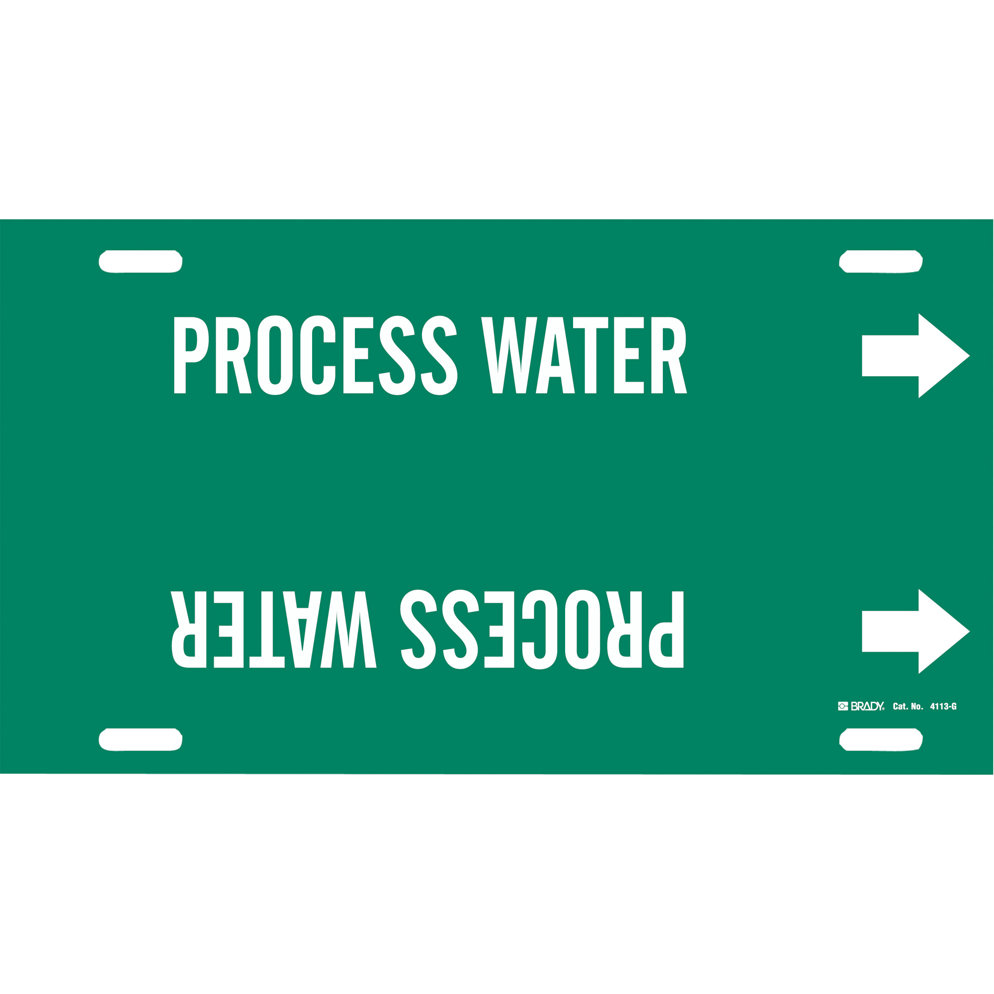 Marqueur de tuyau «Process Water», À attacher, 10" h x 24" la, Blanc/vert