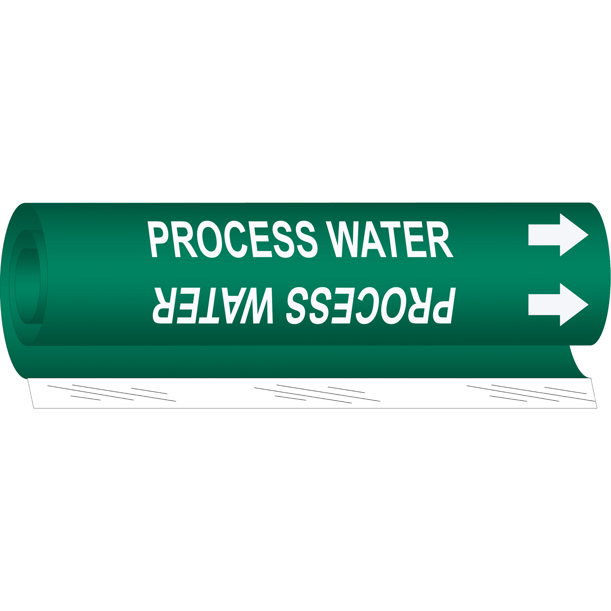 Marqueur de tuyau «Process Water», Enveloppant, 5" h x 8" la, Blanc/vert
