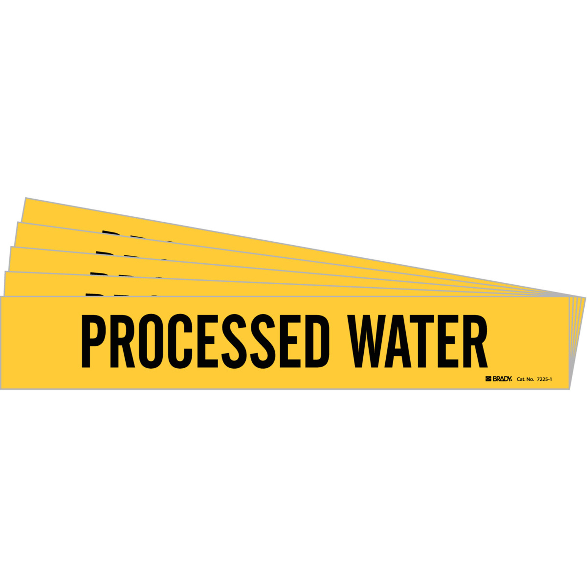 Marqueur de tuyau «Processed Water», Autocollant, 2-1/4" h x 14" la, Noir sur jaune
