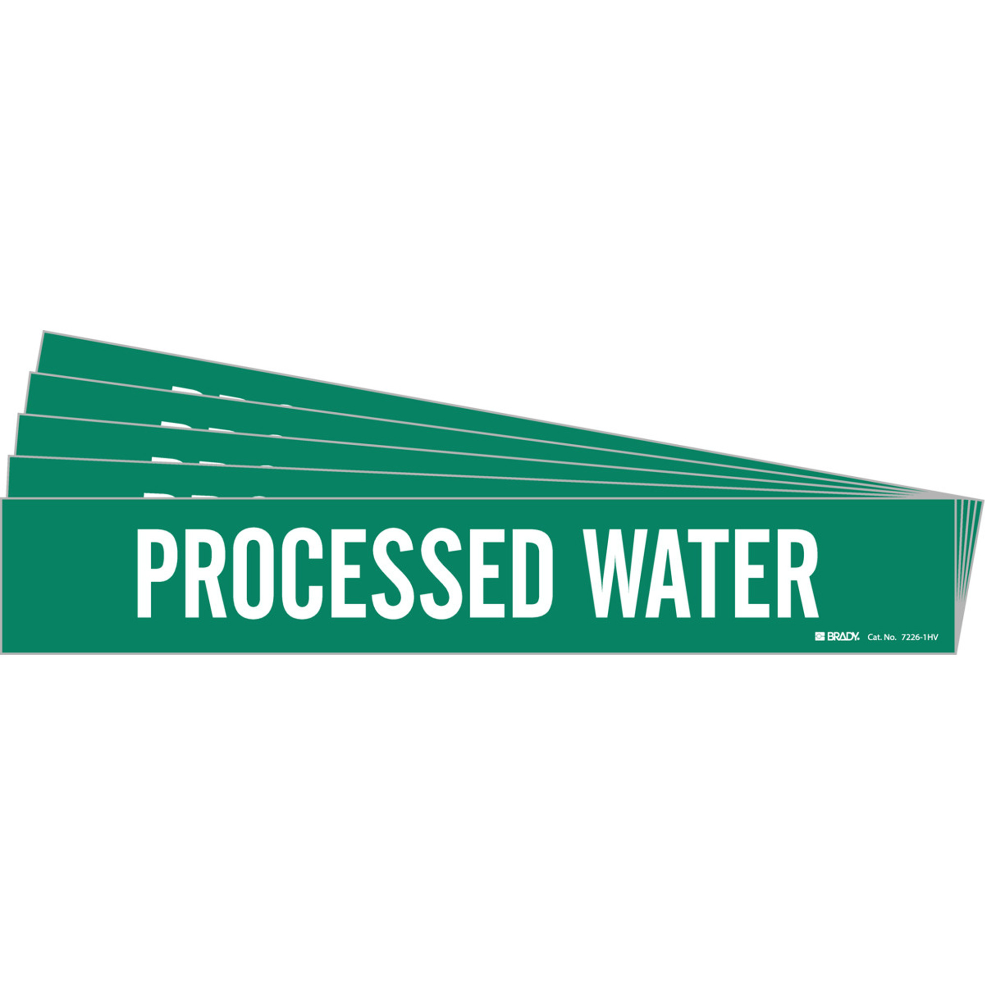 Marqueur de tuyau «Processed Water», Autocollant, 4" h x 24" la, Blanc/vert