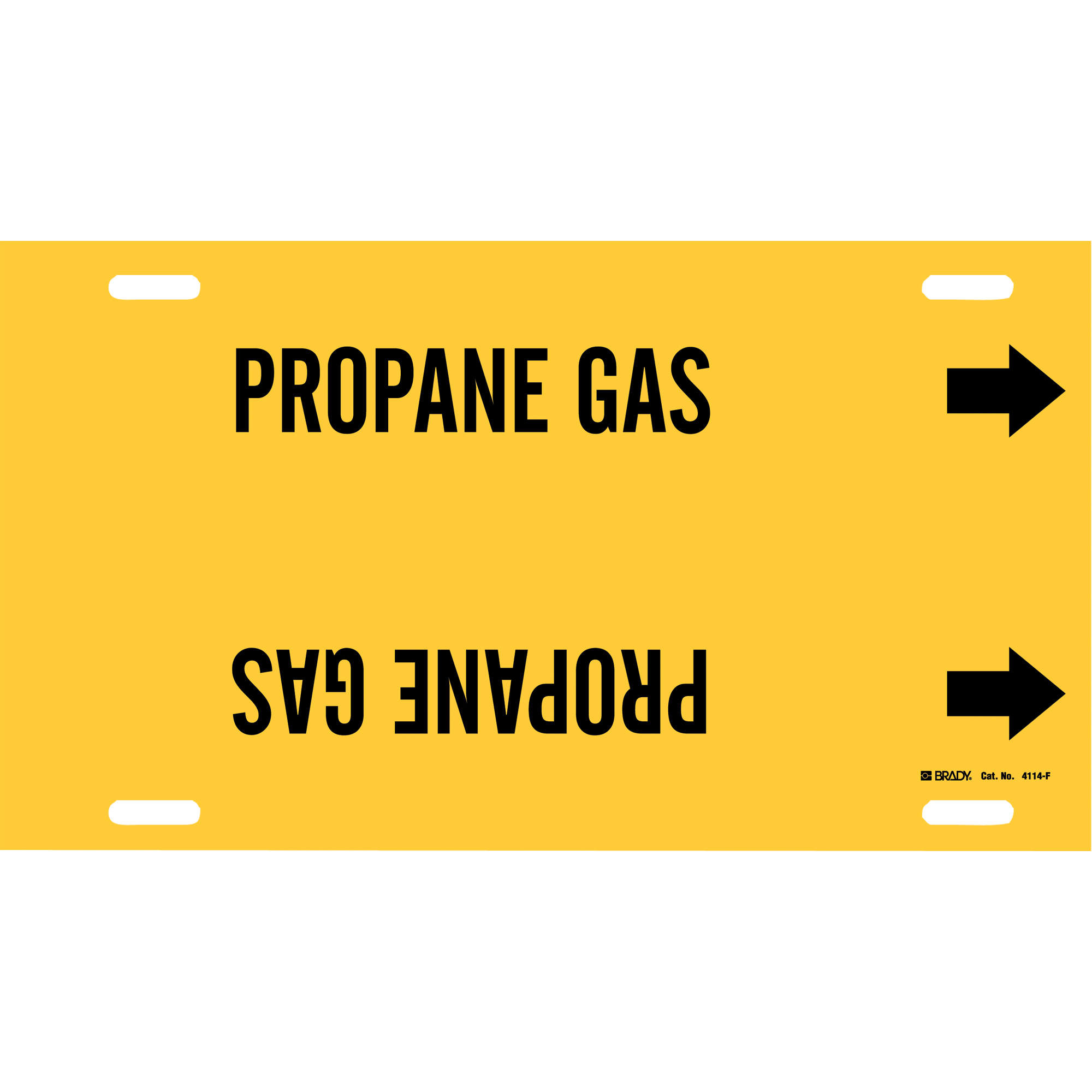 Marqueur de tuyau «Propane Gas», À attacher, 8" h x 16" la, Noir sur jaune
