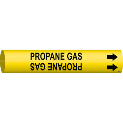 Marqueur de tuyau «Propane Gas», À pression, 13/16" h x 13/16" la, Noir sur jaune