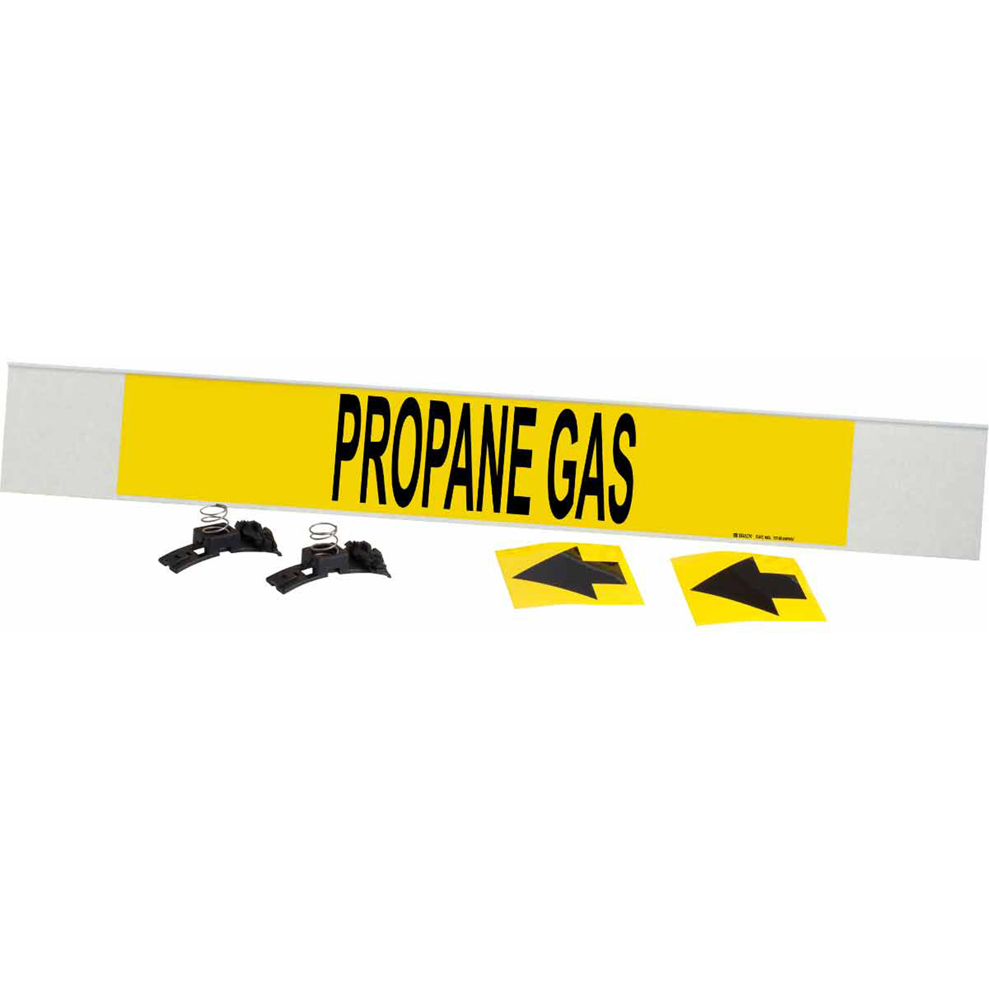 Marqueur de tuyau «Propane Gas», Transporteur en fibre de verre avec agrafes, 4" h x 24" la, Noir sur jaune