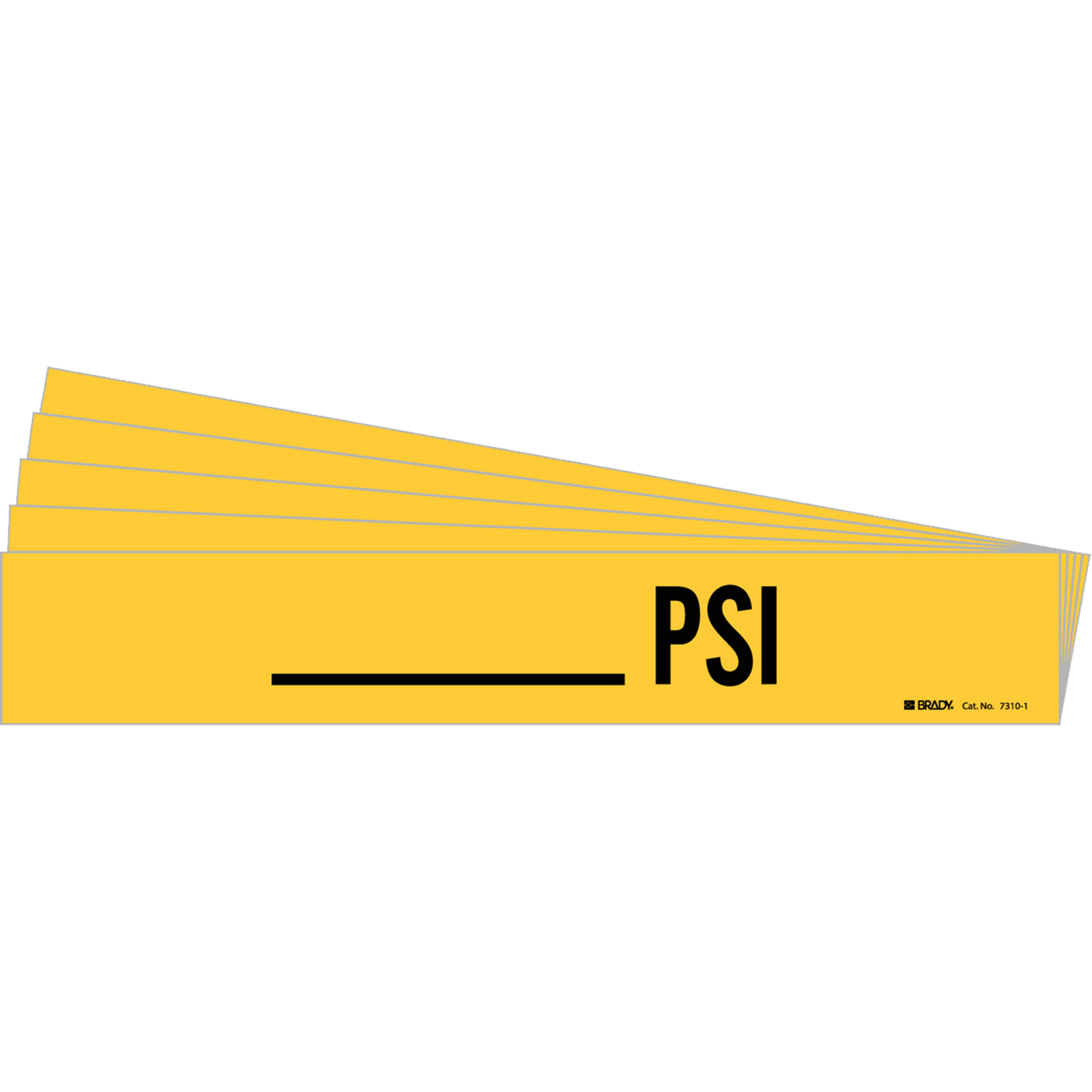 Marqueur de tuyau «PSI», Autocollant, 2-1/4" h x 14" la, Noir sur jaune