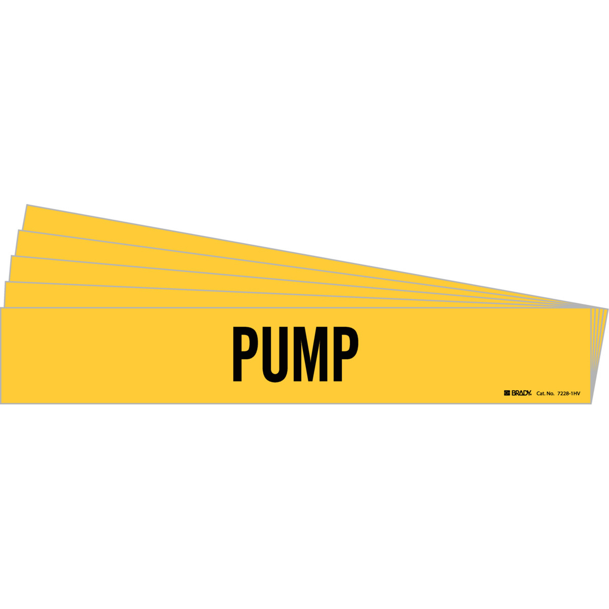 Marqueur de tuyau «Pump», Autocollant, 4" h x 24" la, Noir sur jaune
