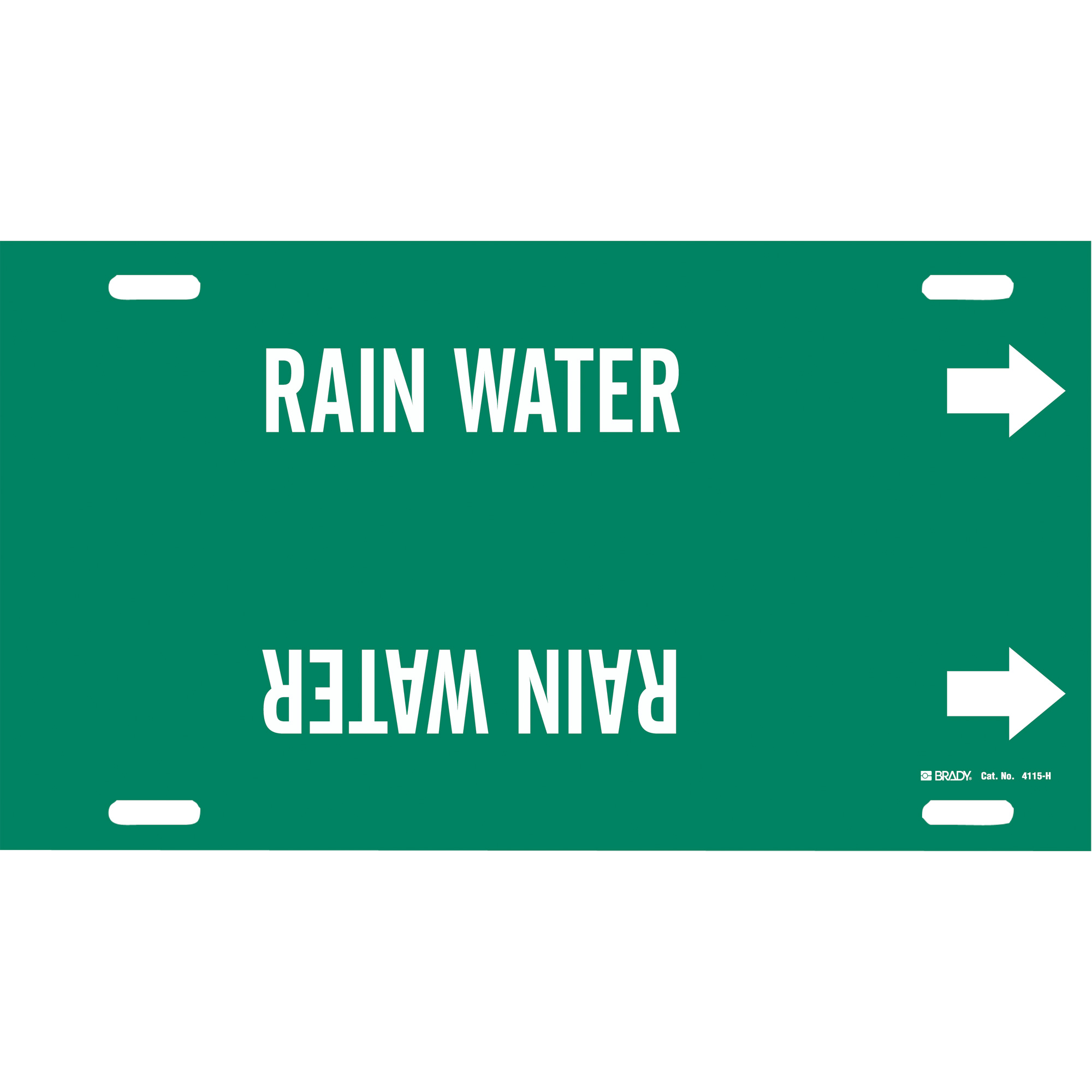 Marqueur de tuyau «Rain Water», À attacher, 10" h x 32" la, Blanc/vert