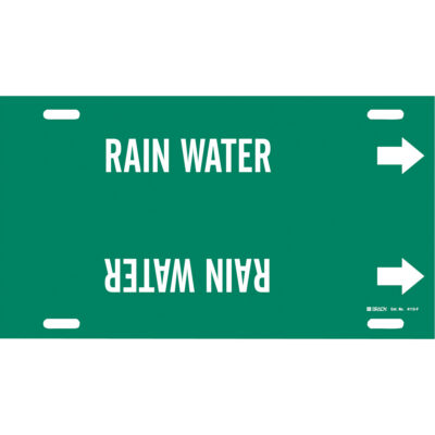 Marqueur de tuyau «Rain Water», À attacher, 8" h x 16" la, Blanc/vert