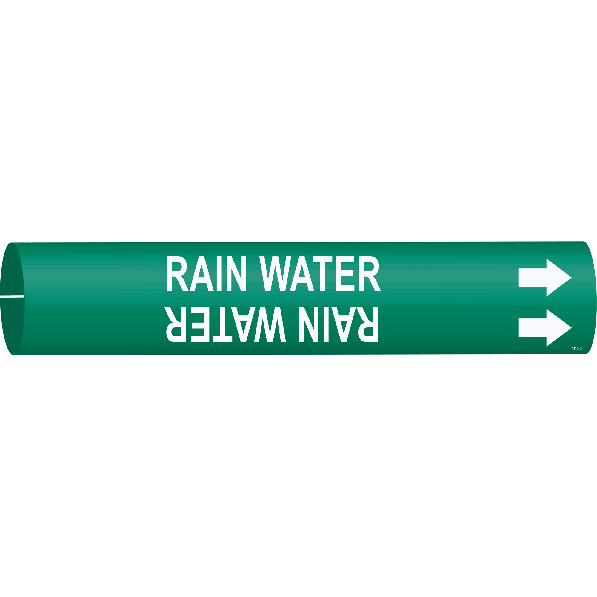 Marqueur de tuyau «Rain Water», À pression, 2-13/16" h x 2-13/16" la, Blanc/vert