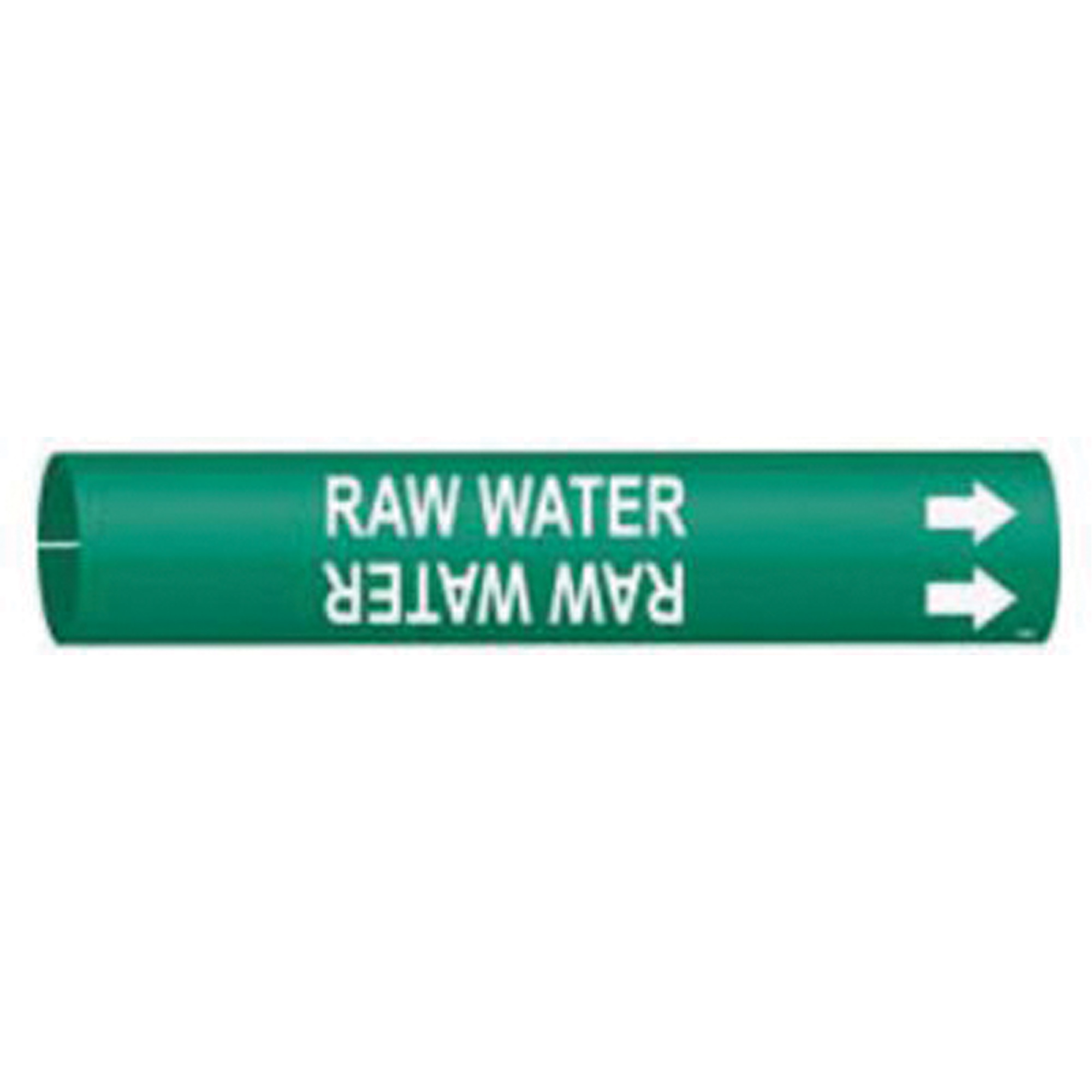 Marqueur de tuyau «Raw Water», À pression, 2" h x 2" la, Blanc/vert