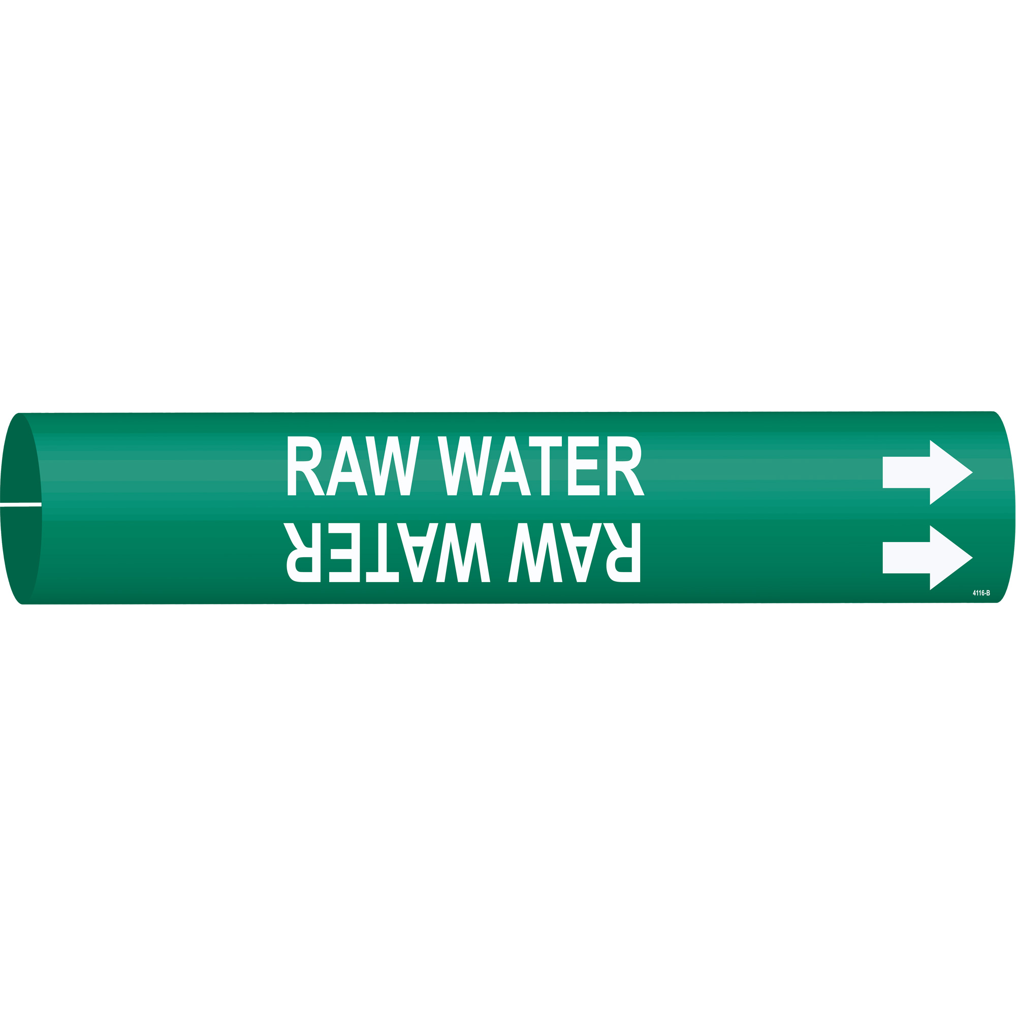 Marqueur de tuyau «Raw Water», À pression, 7/8" h x 7/8" la, Blanc/vert