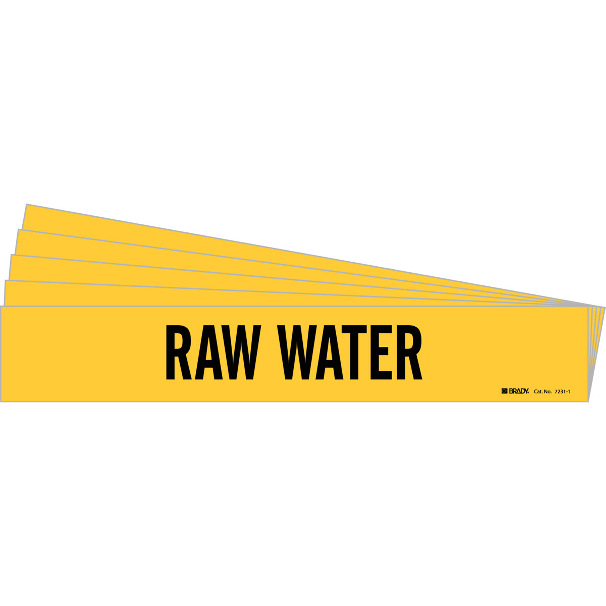 Marqueur de tuyau «Raw Water», Autocollant, 2-1/4" h x 14" la, Noir sur jaune