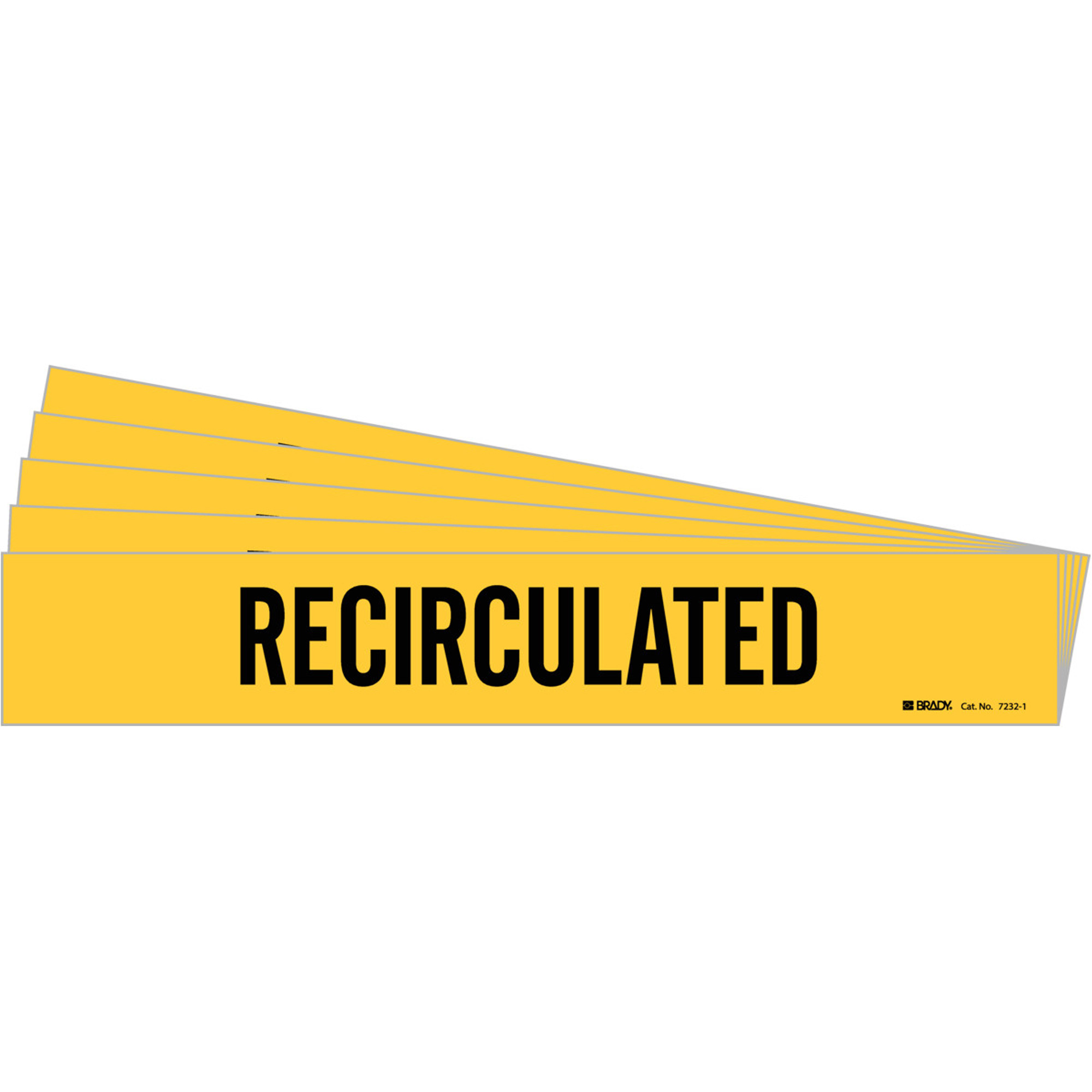 Marqueur de tuyau «Recirculated», Autocollant, 2-1/4" h x 14" la, Noir sur jaune