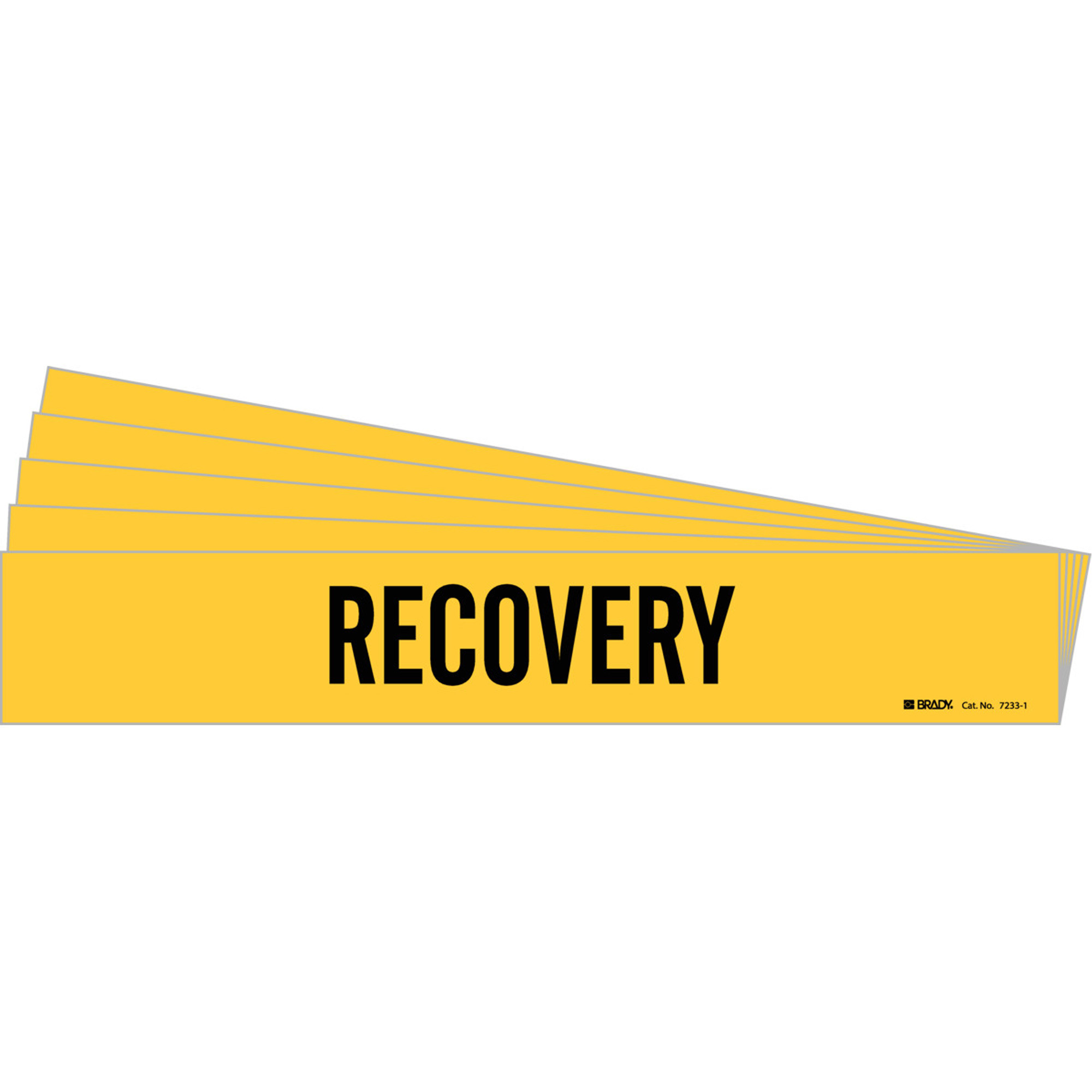 Marqueur de tuyau «Recovery», Autocollant, 2-1/4" h x 14" la, Noir sur jaune