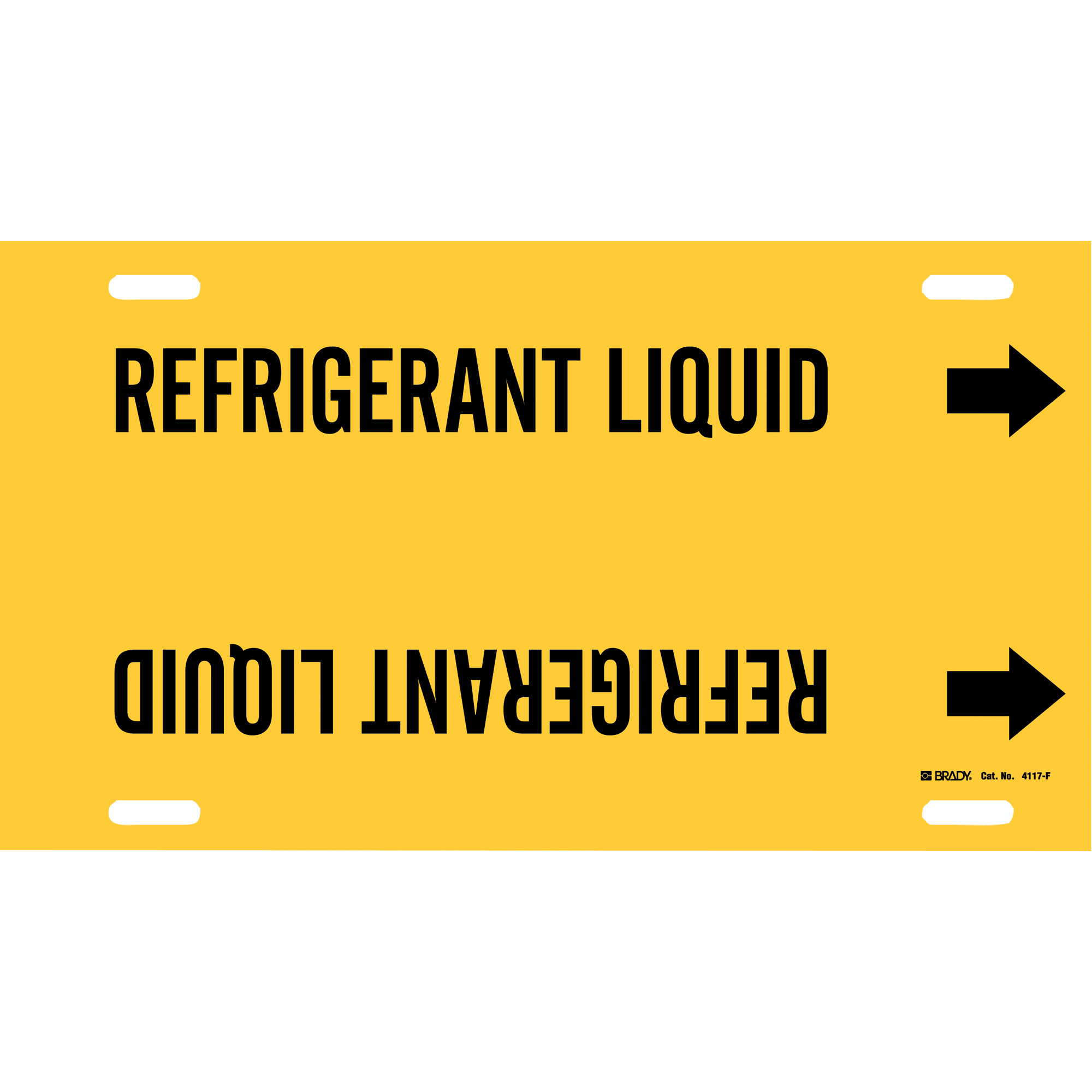 Marqueur de tuyau «Refrigerant Liquid», À attacher, 8" h x 16" la, Noir sur jaune