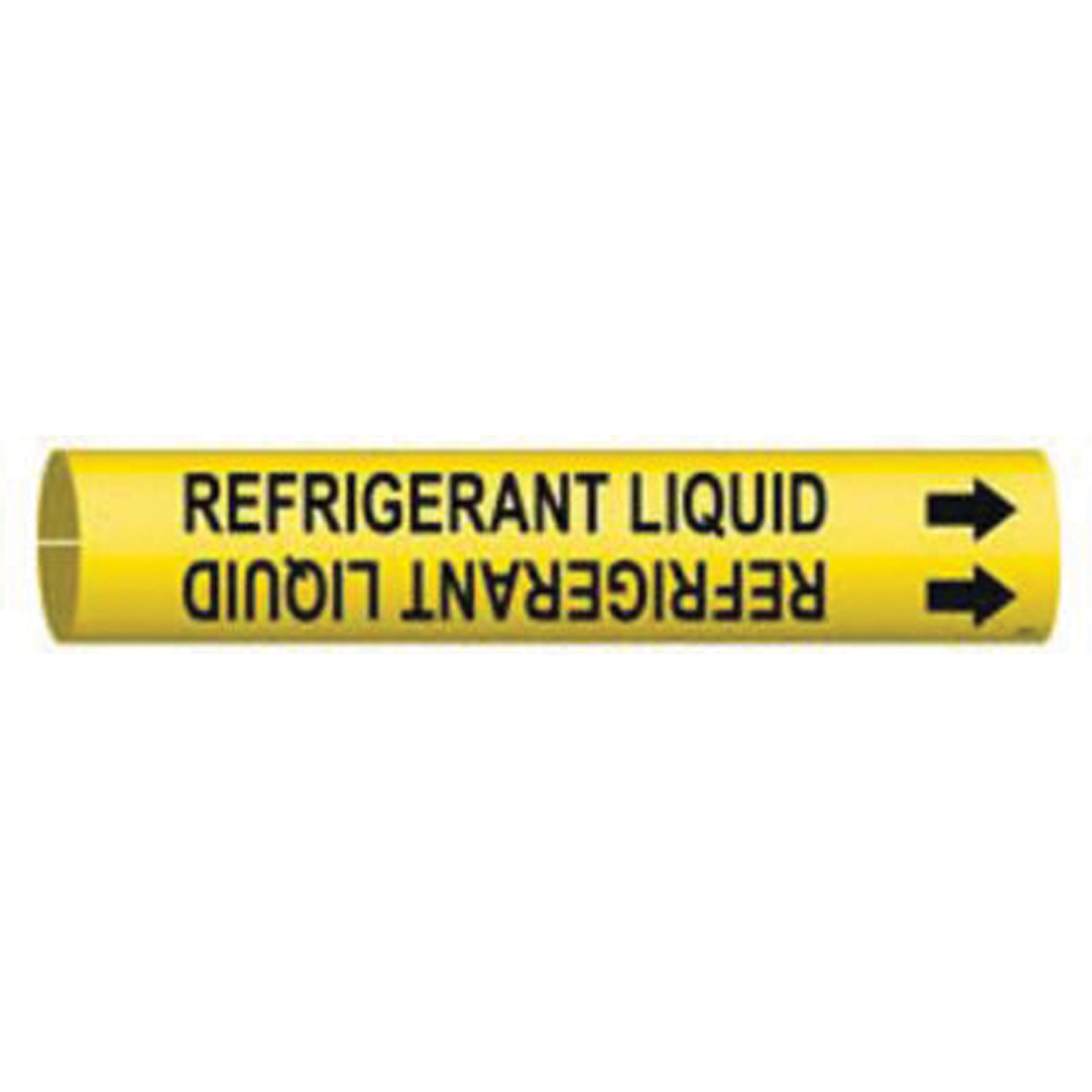 Marqueur de tuyau «Refrigerant Liquid», À pression, 13/16" h x 13/16" la, Noir sur jaune