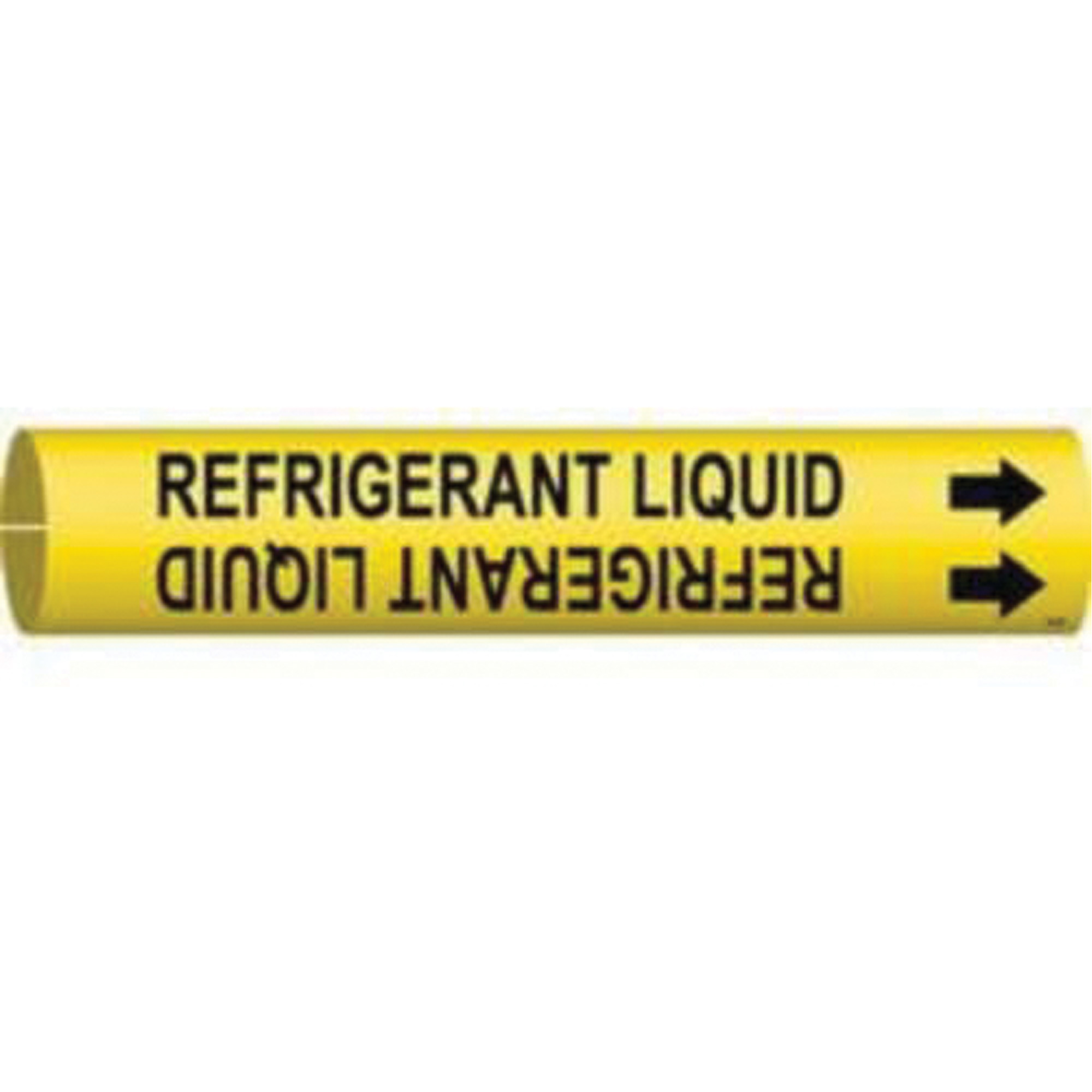Marqueur de tuyau «Refrigerant Liquid», À pression, 2-13/16" h x 2-13/16" la, Noir sur jaune