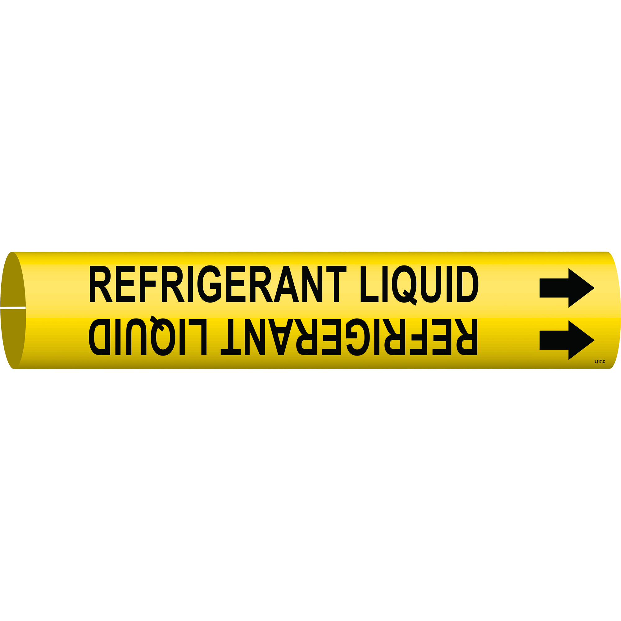 Marqueur de tuyau «Refrigerant Liquid», À pression, 2" h x 2" la, Noir sur jaune