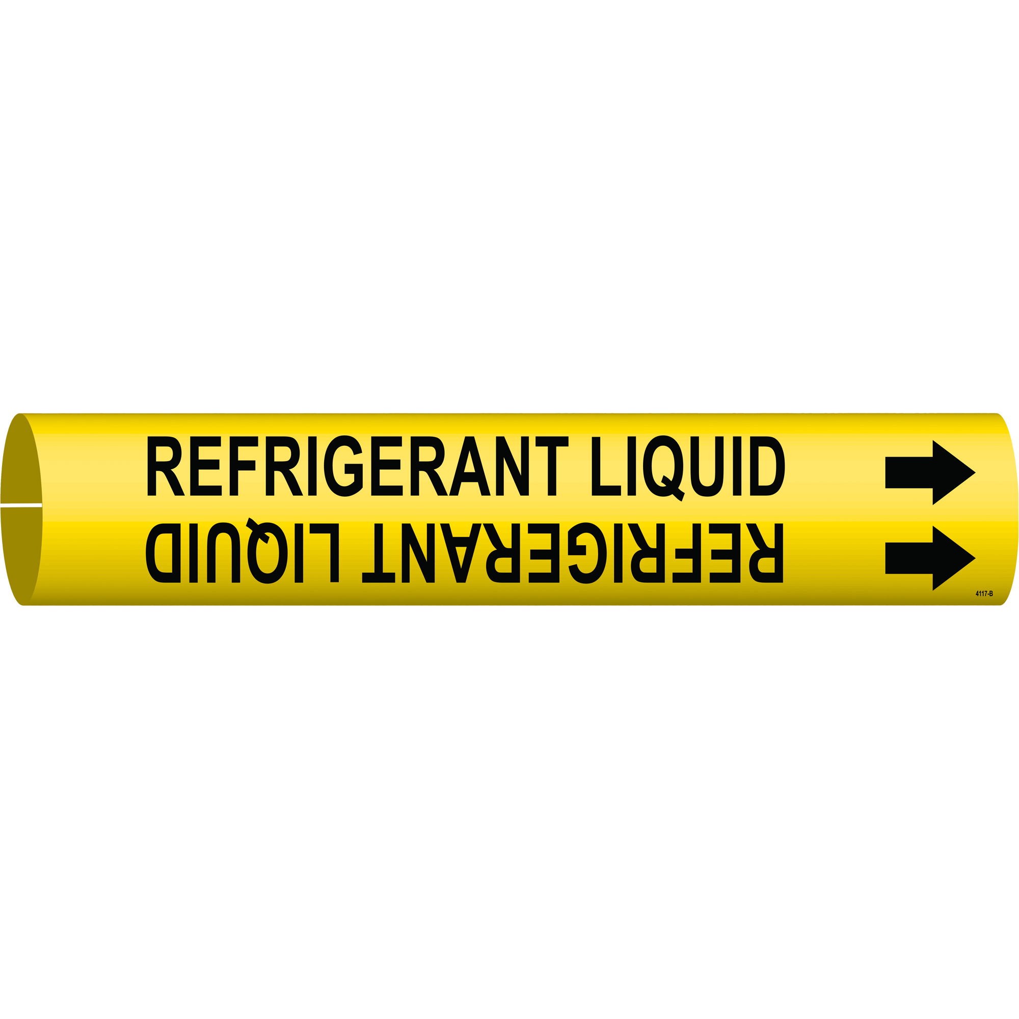 Marqueur de tuyau «Refrigerant Liquid», À pression, 7/8" h x 7/8" la, Noir sur jaune