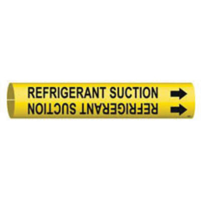 Marqueur de tuyau «Refrigerant Suction», À pression, 13/16" h x 13/16" la, Noir sur jaune