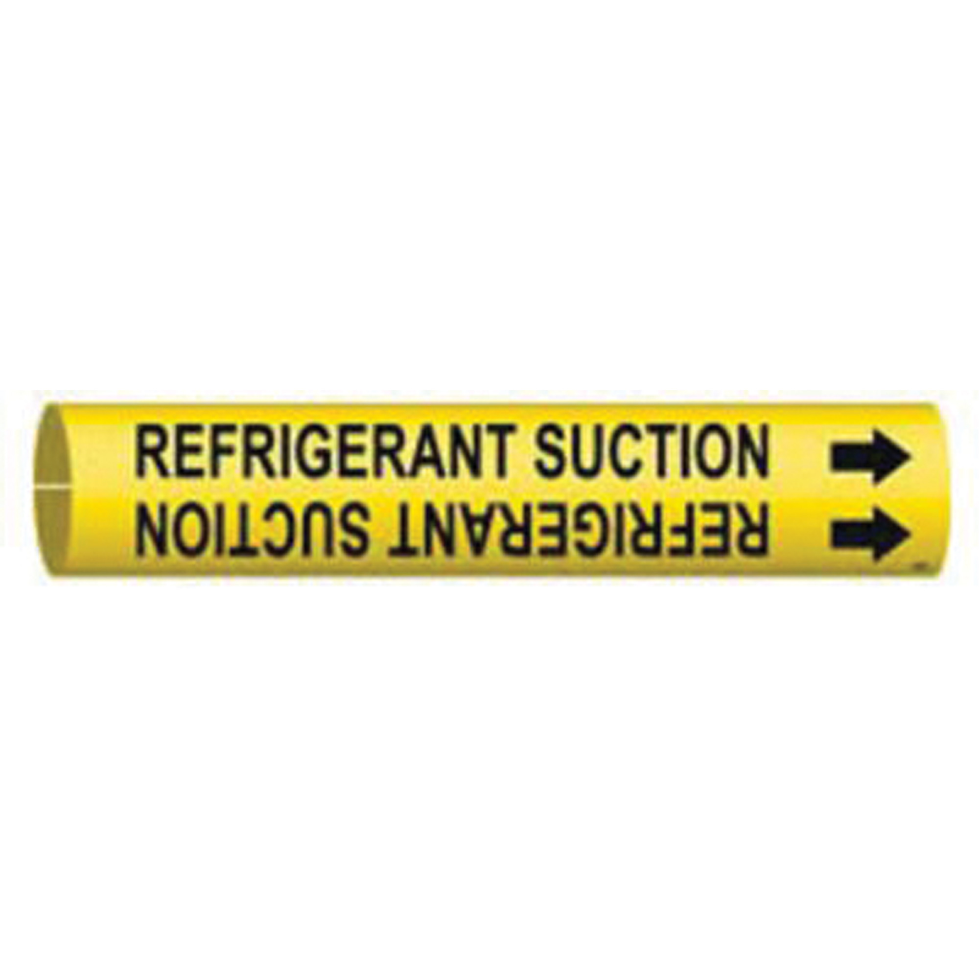 Marqueur de tuyau «Refrigerant Suction», À pression, 13/16" h x 13/16" la, Noir sur jaune