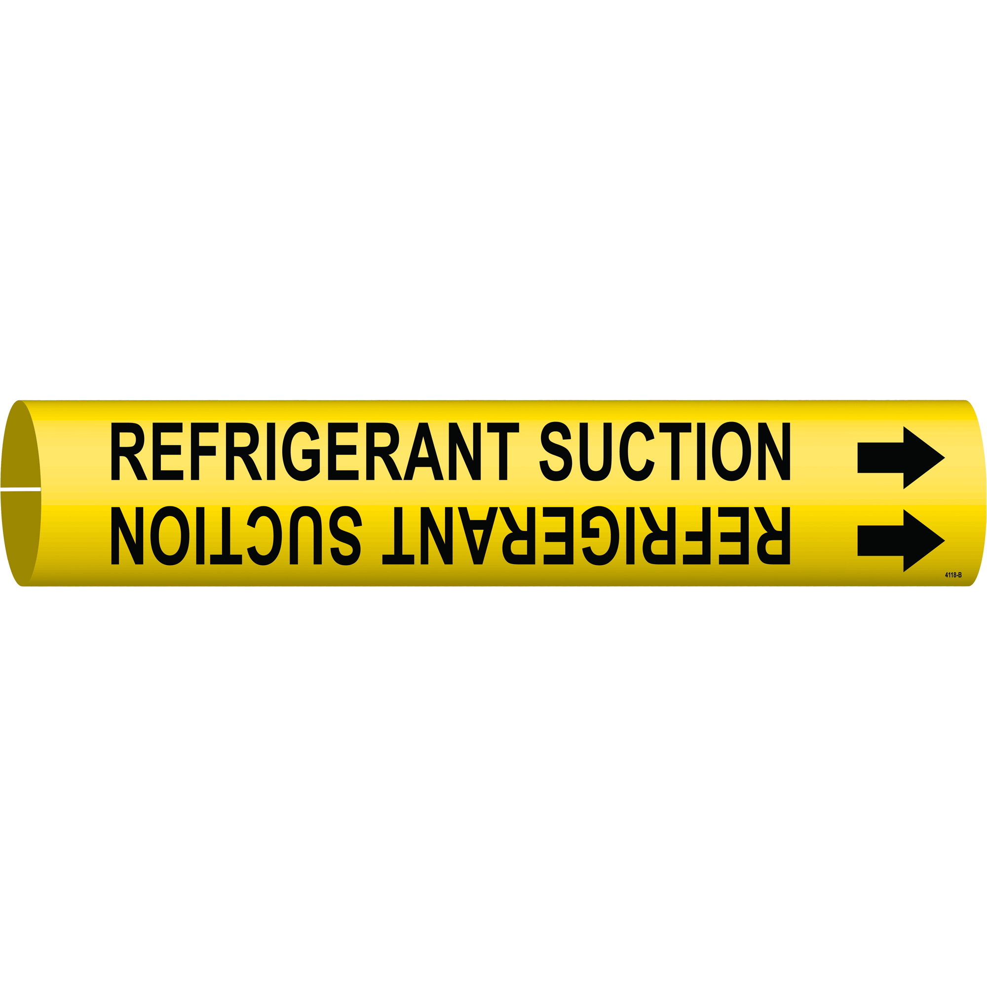 Marqueur de tuyau «Refrigerant Suction», À pression, 7/8" h x 7/8" la, Noir sur jaune