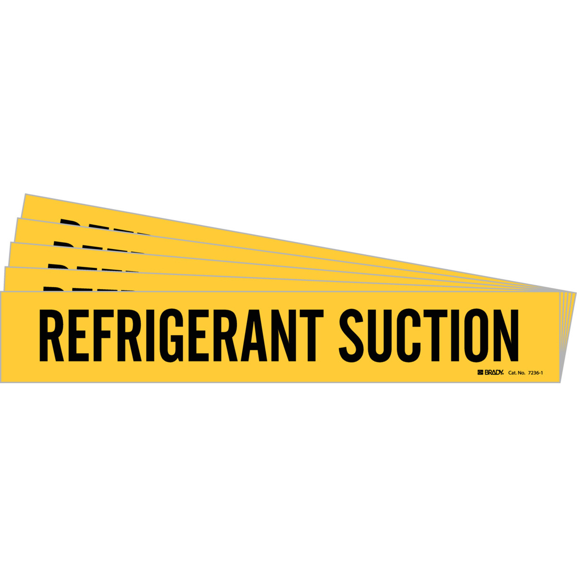 Marqueur de tuyau «Refrigerant Suction», Autocollant, 1-1/8" h x 7" la, Noir sur jaune