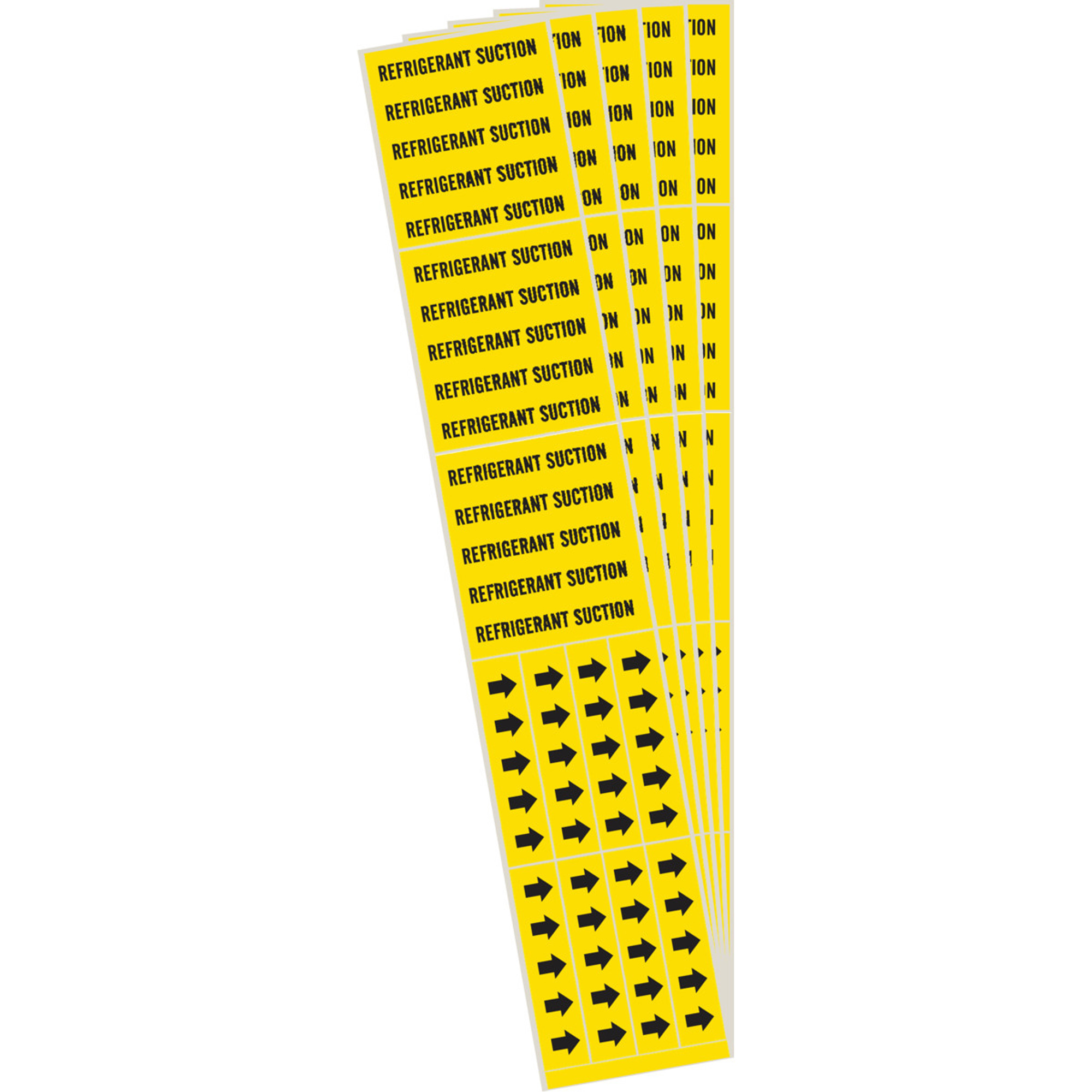 Marqueur de tuyau «Refrigerant Suction», Autocollant, 2-1/4" h x 2-3/4" la, Noir sur jaune