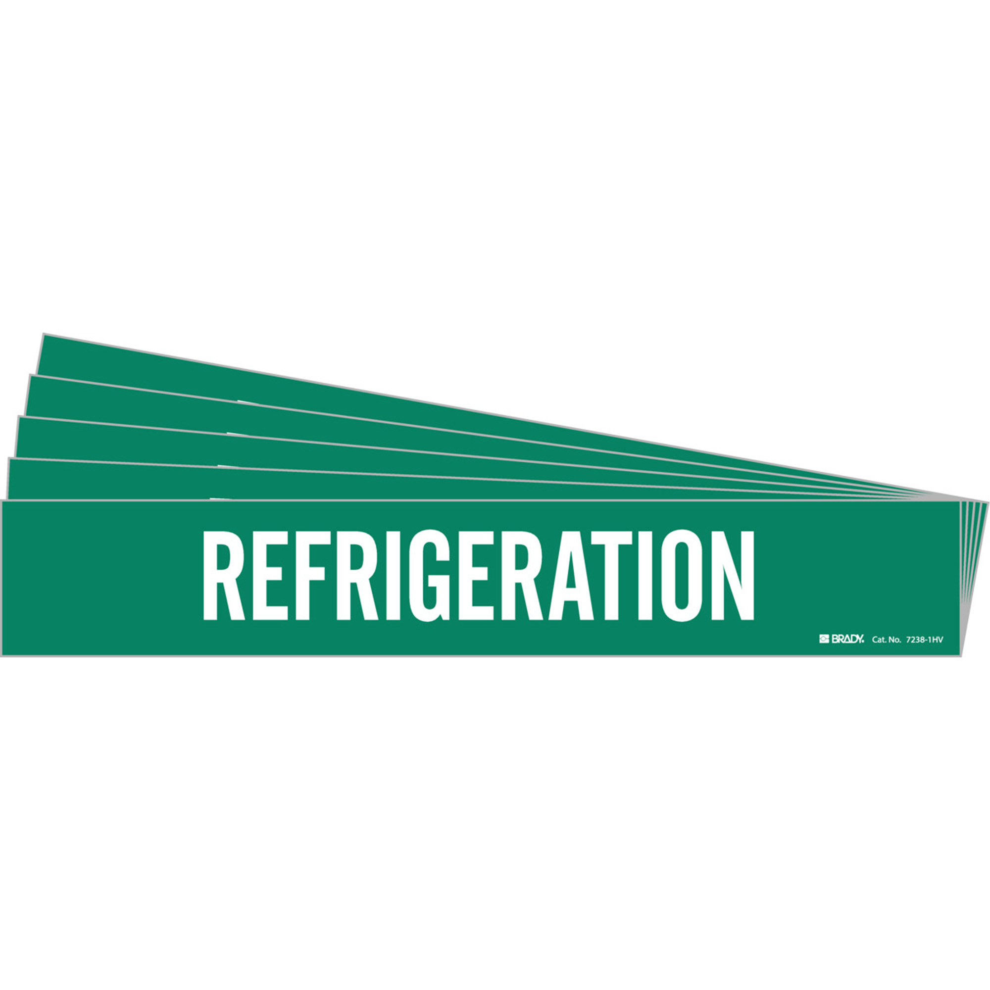 Marqueur de tuyau «Refrigeration», Autocollant, 4" h x 24" la, Blanc/vert