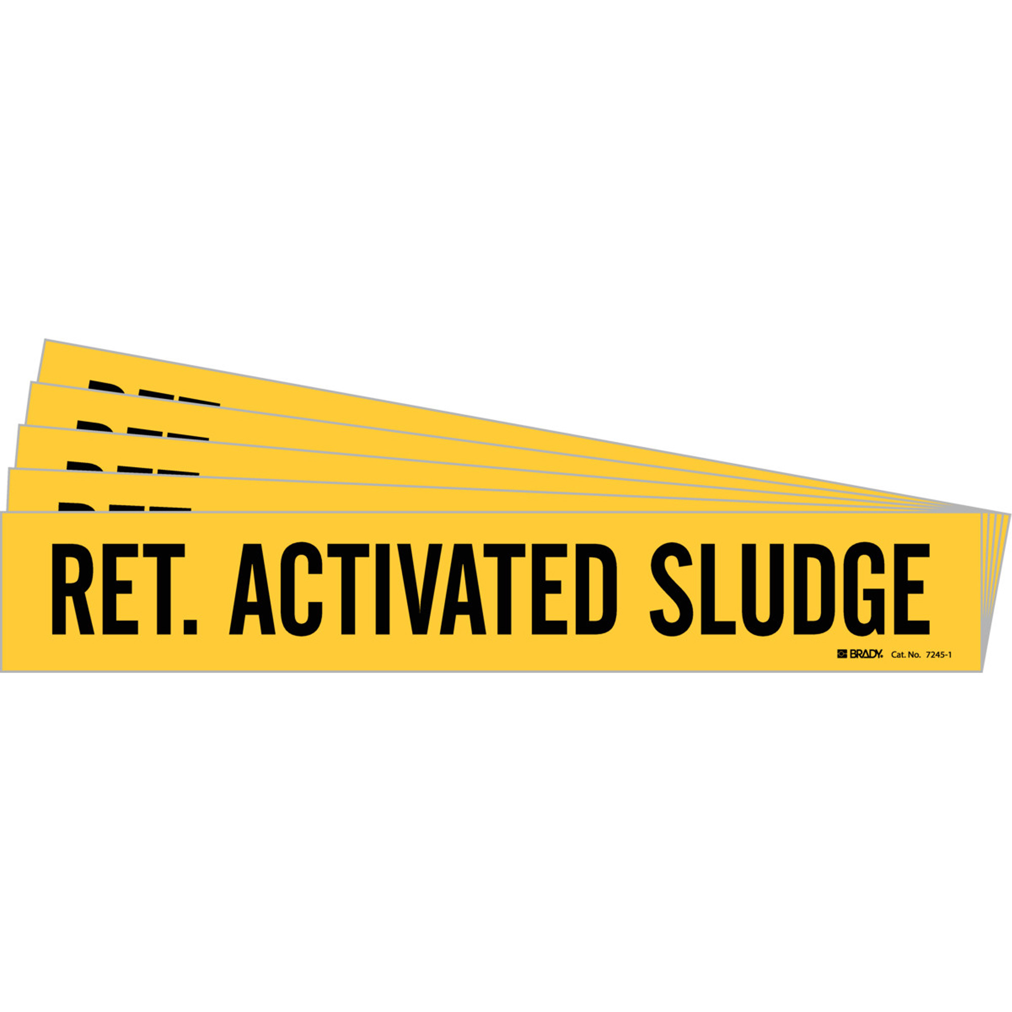 Marqueur de tuyau «Ret. Activated Sludge», Autocollant, 2-1/4" h x 14" la, Noir sur jaune