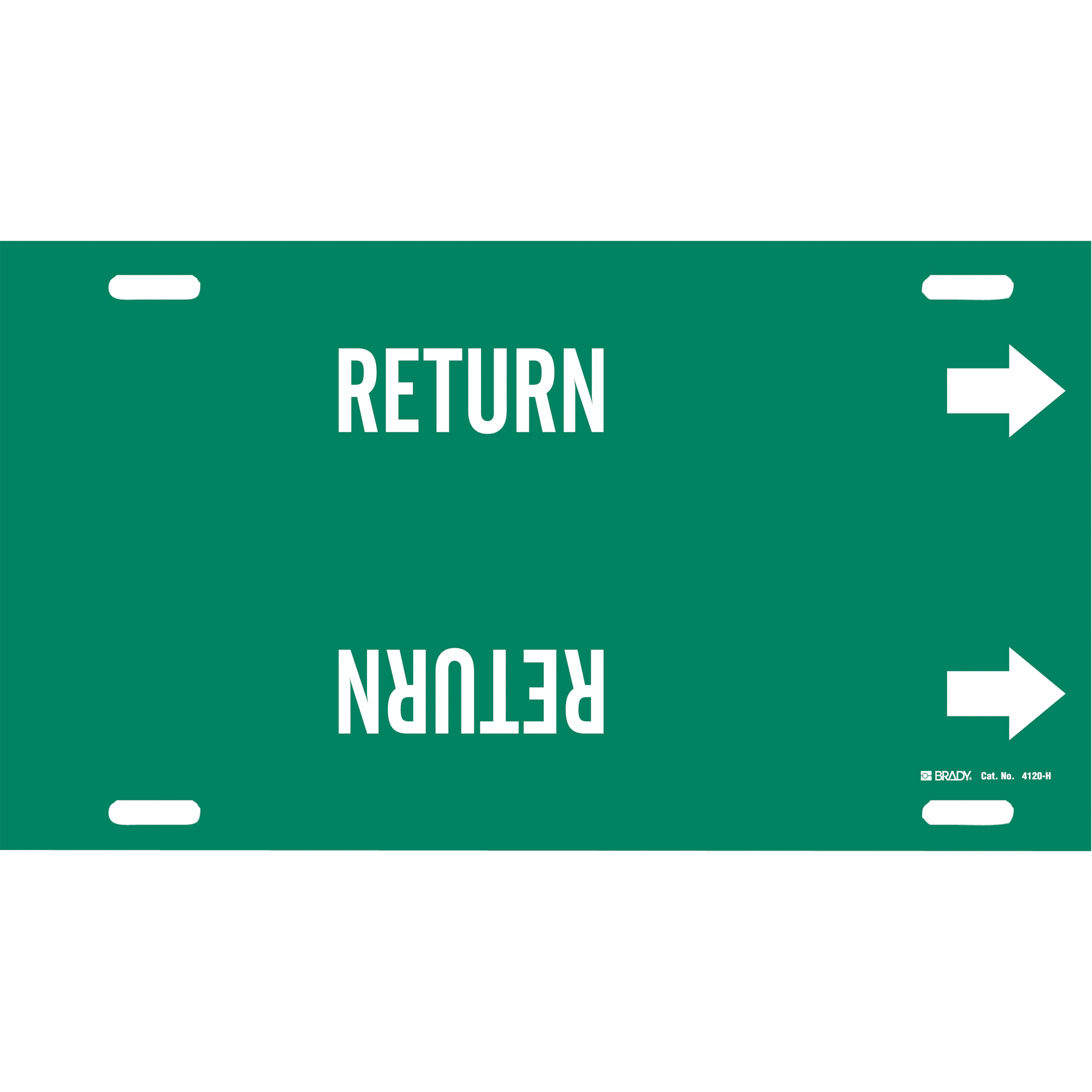Marqueur de tuyau «Return», À attacher, 10" h x 32" la, Blanc/vert