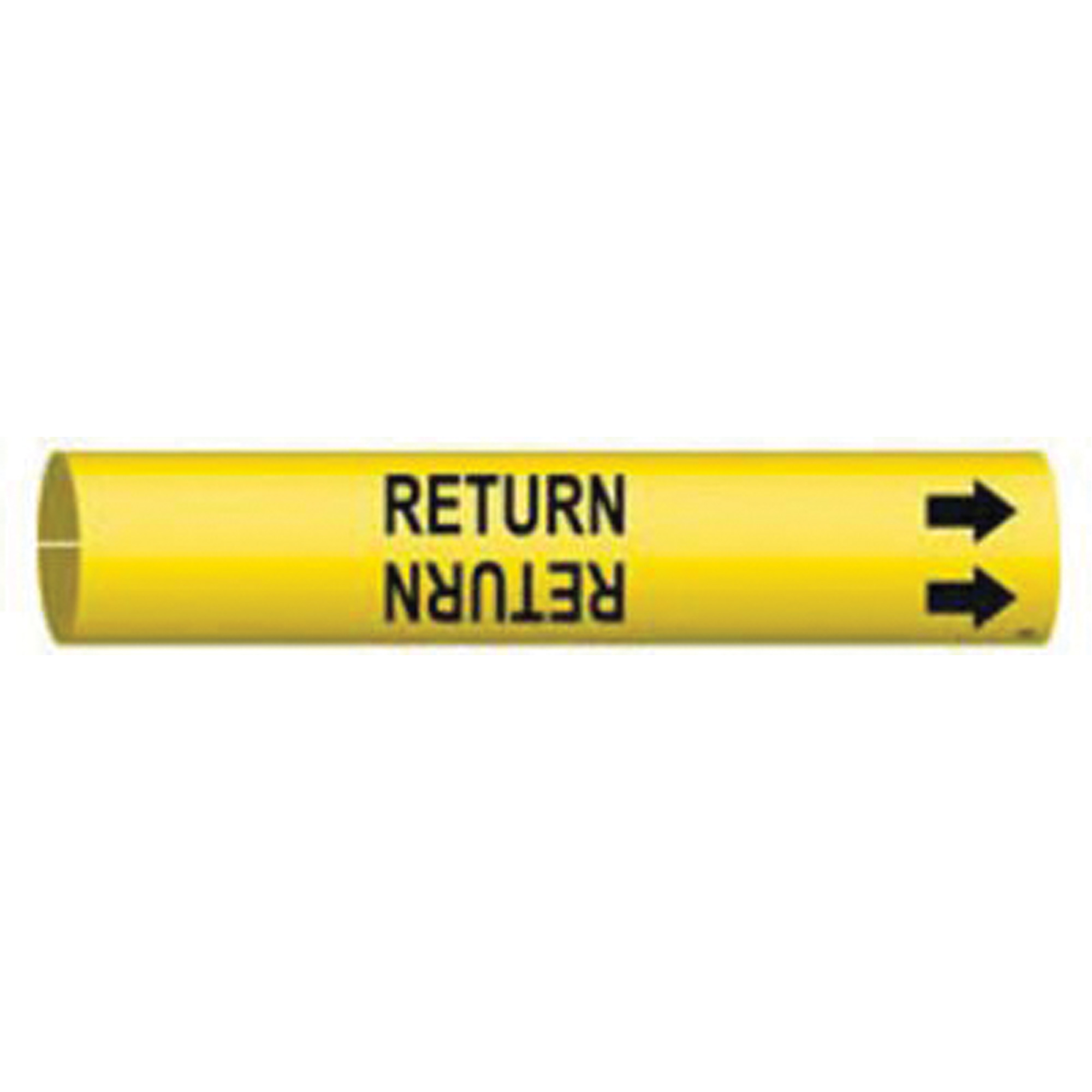 Marqueur de tuyau «Return», À pression, 13/16" h x 13/16" la, Noir sur jaune