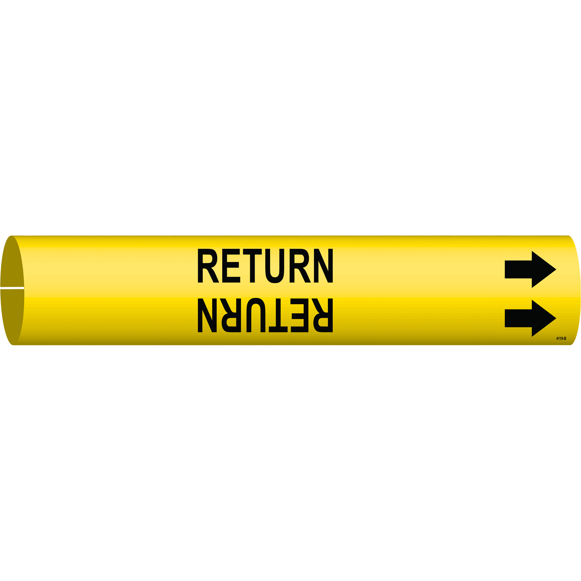 Marqueur de tuyau «Return», À pression, 7/8" h x 7/8" la, Noir sur jaune