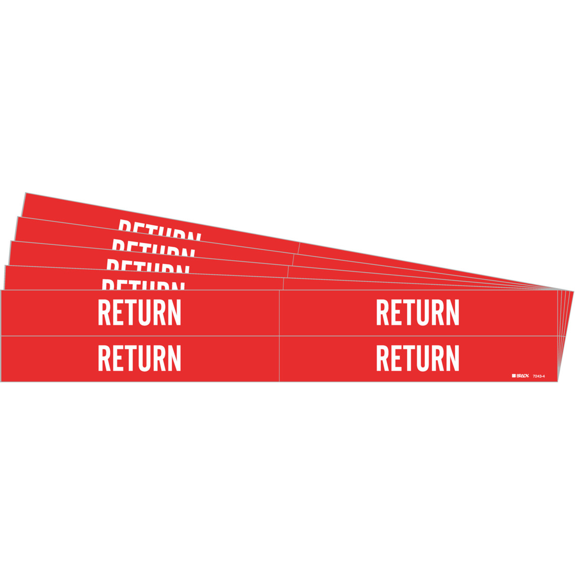 Marqueur de tuyau «Return», Autocollant, 1-1/8" h x 7" la, Blanc/rouge