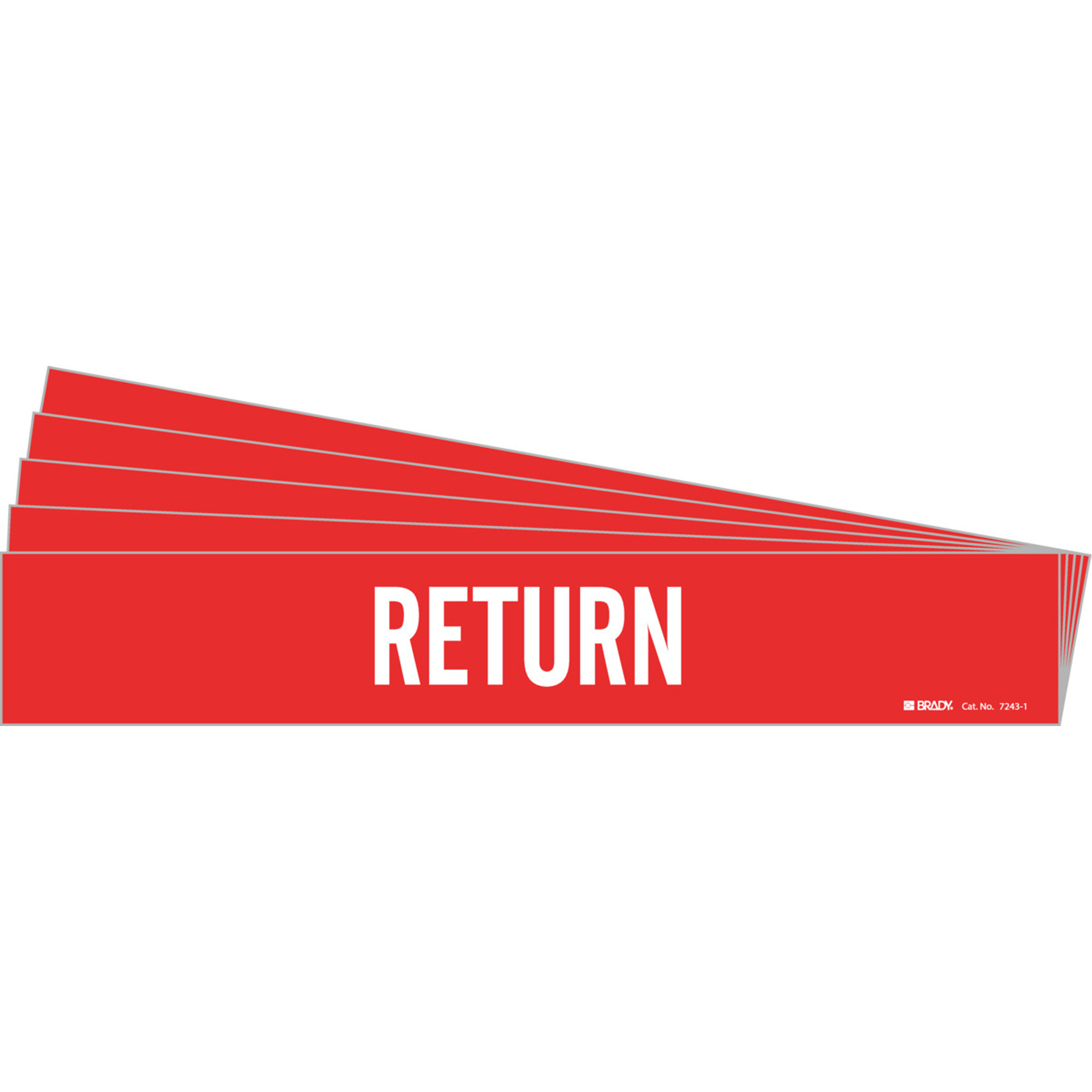 Marqueur de tuyau «Return», Autocollant, 2-1/4" h x 14" la, Blanc/rouge