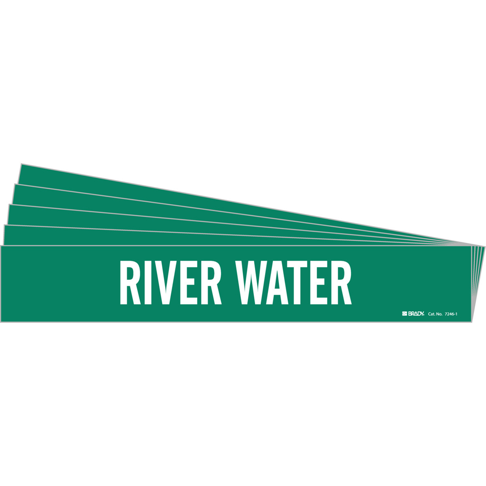 Marqueur de tuyau «River Water», Autocollant, 2-1/4" h x 14" la, Blanc/vert