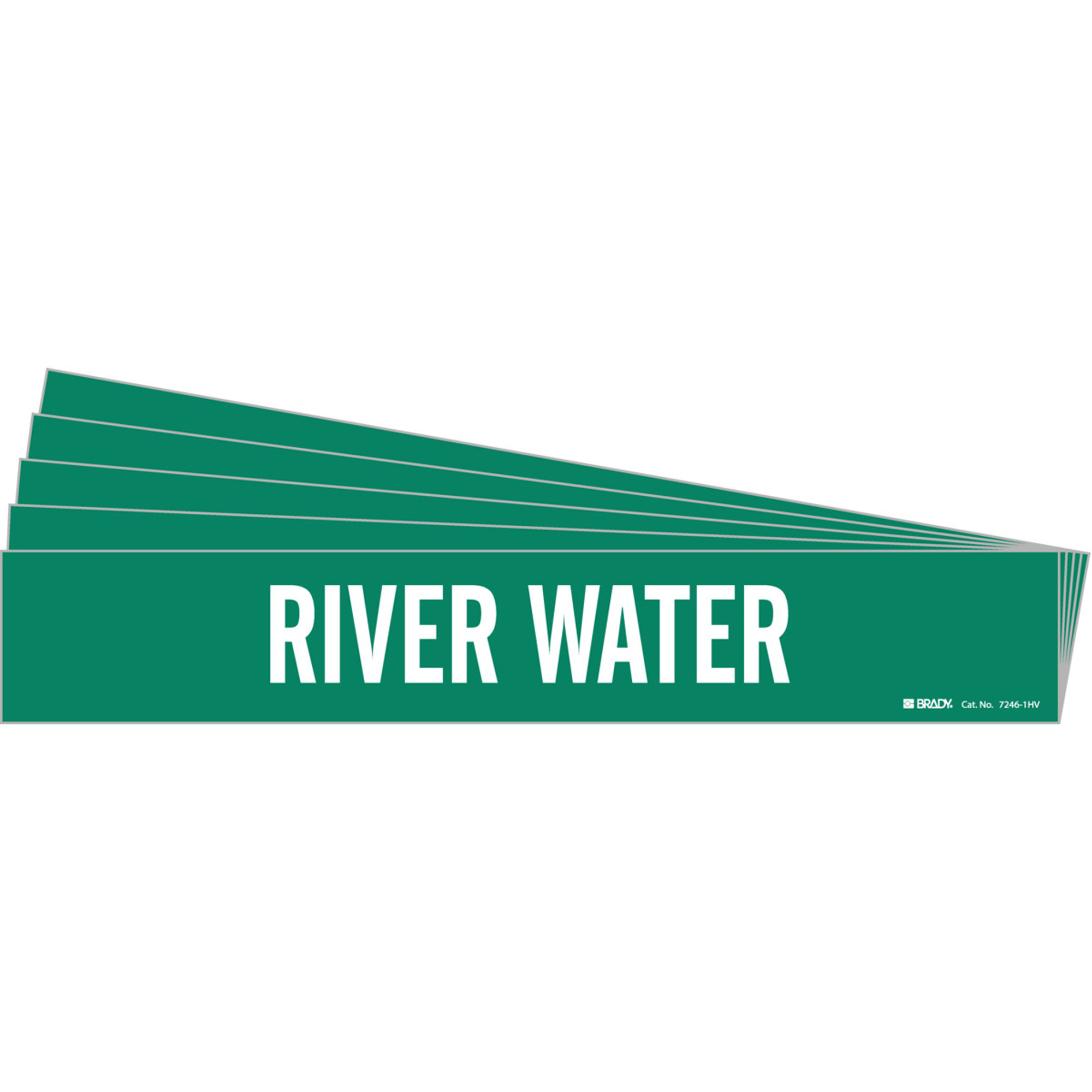 Marqueur de tuyau «Riverwater», Autocollant, 1-1/8" h x 7" la, Blanc/vert