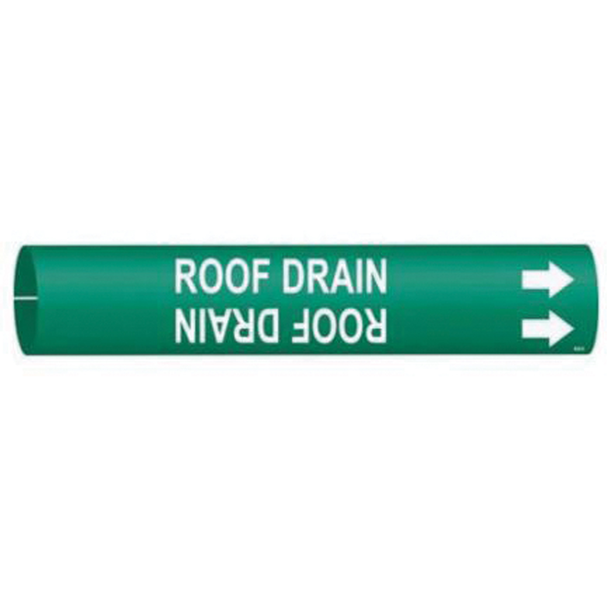 Marqueur de tuyau «Roof Drain», À pression, 2" h x 2" la, Blanc/vert