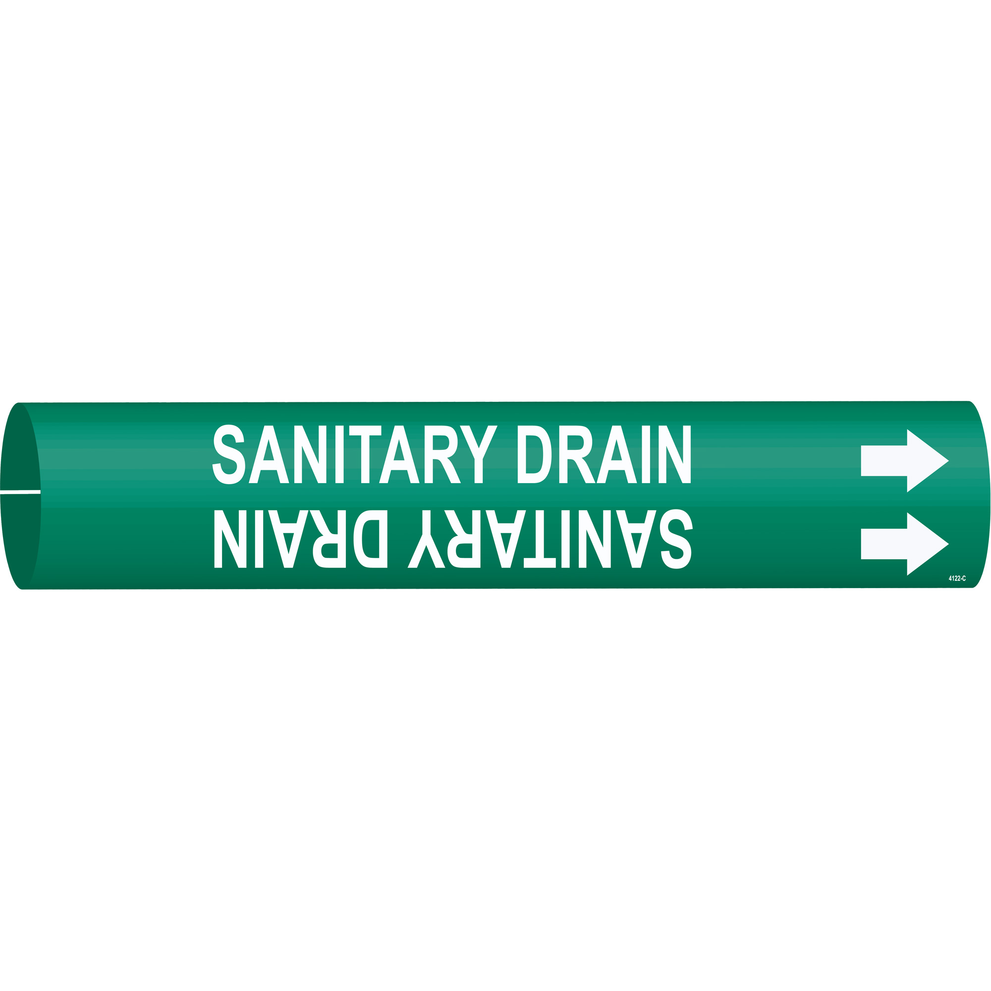 Marqueur de tuyau «Sanitary Drain», À pression, 2" h x 2" la, Blanc/vert