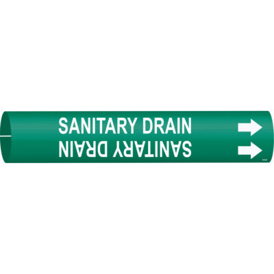 Marqueur de tuyau «Sanitary Drain», À pression, 7/8" h x 7/8" la, Blanc/vert