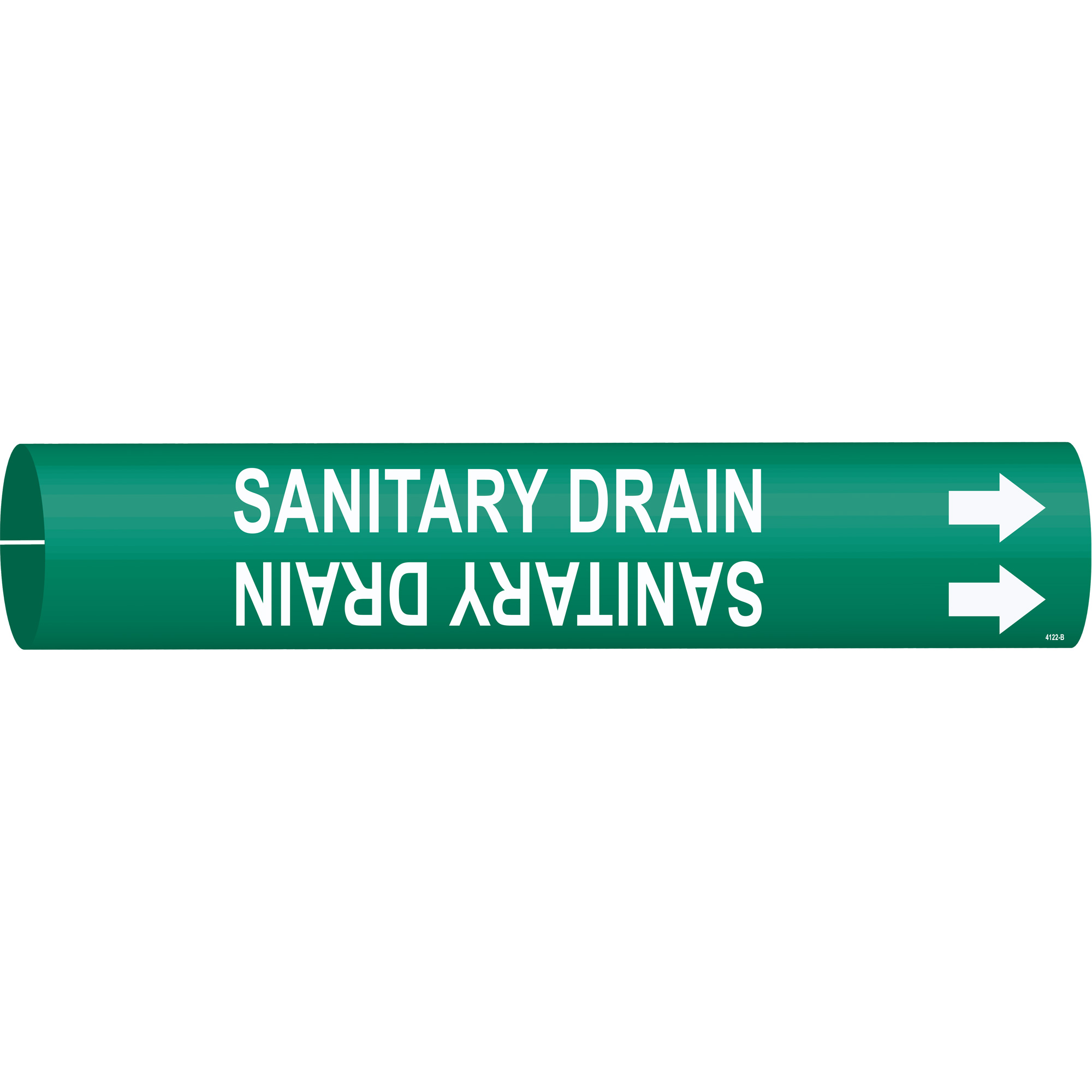 Marqueur de tuyau «Sanitary Drain», À pression, 7/8" h x 7/8" la, Blanc/vert