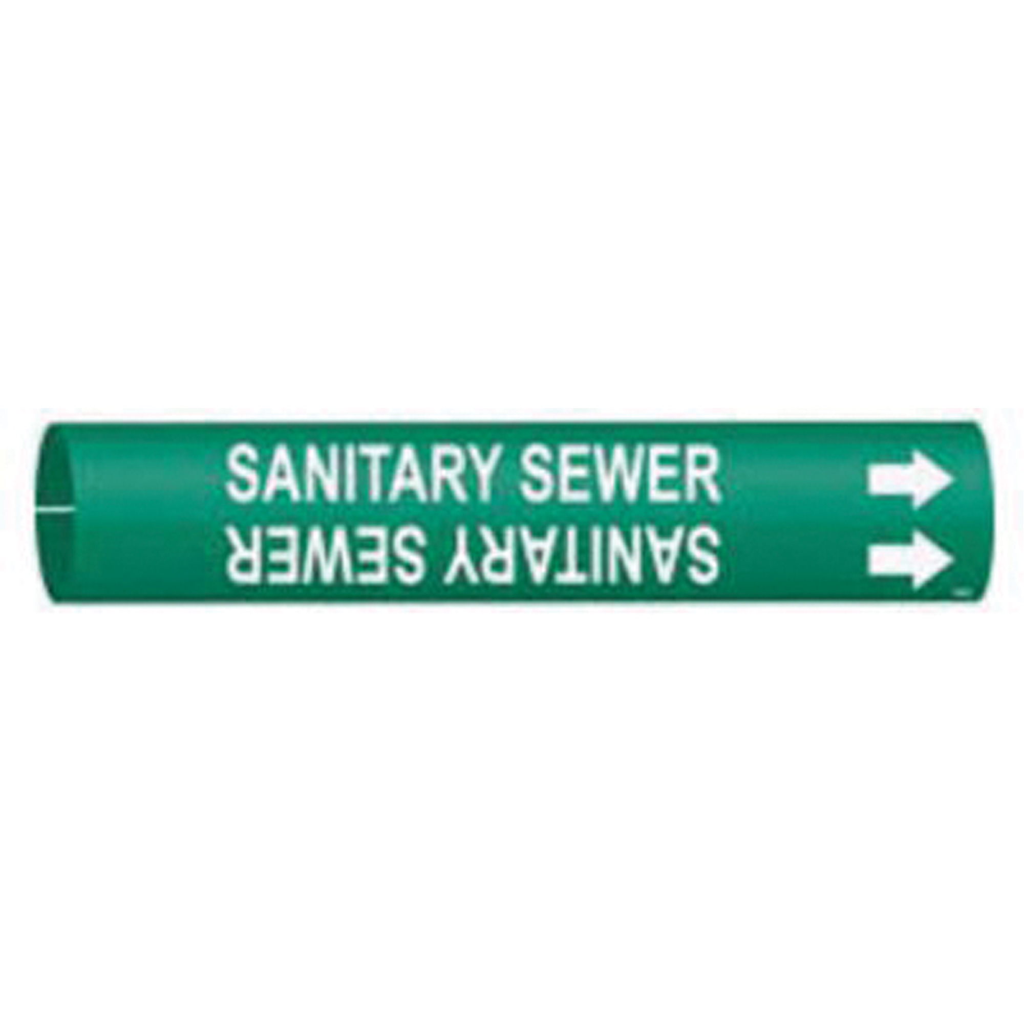 Marqueur de tuyau «Sanitary Sewer», À pression, 2-13/16" h x 2-13/16" la, Blanc/vert