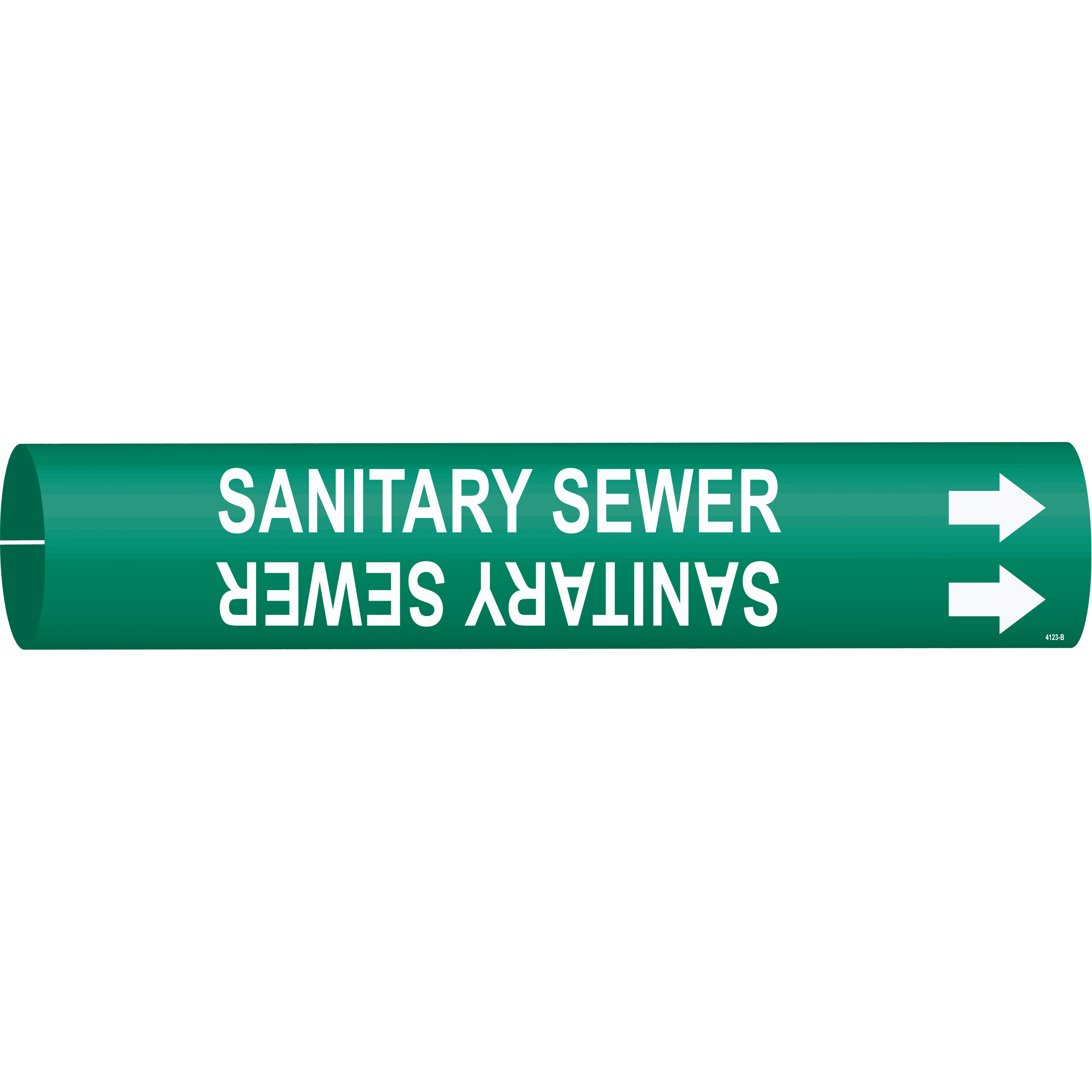 Marqueur de tuyau «Sanitary Sewer», À pression, 7/8" h x 7/8" la, Blanc/vert