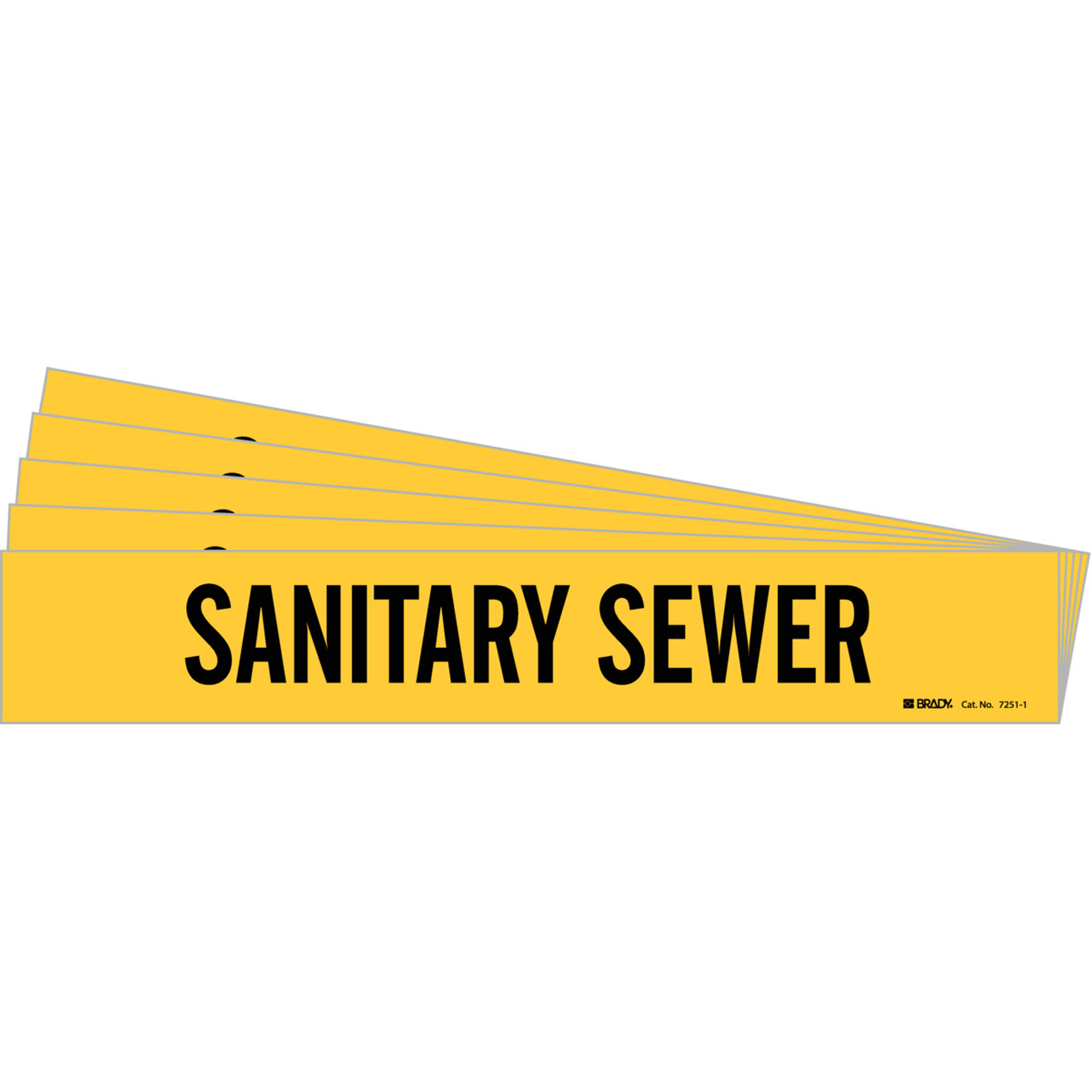 Marqueur de tuyau «Sanitary Sewer», Autocollant, 2-1/4" h x 14" la, Noir sur jaune