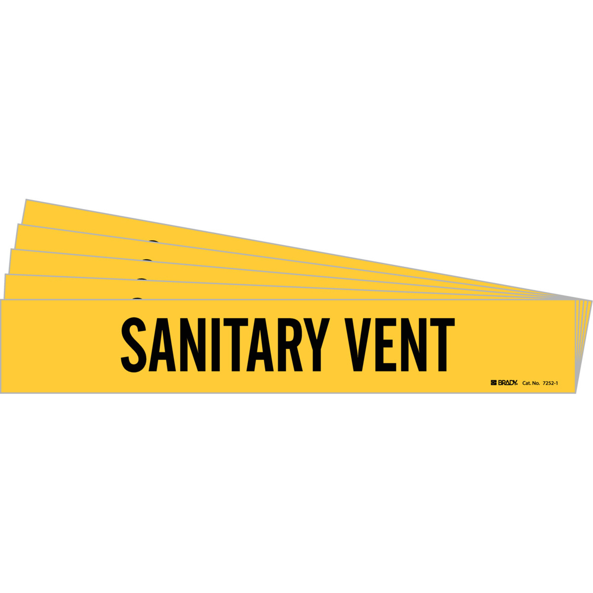 Marqueur de tuyau «Sanitary Vent», Autocollant, 2-1/4" h x 14" la, Noir sur jaune